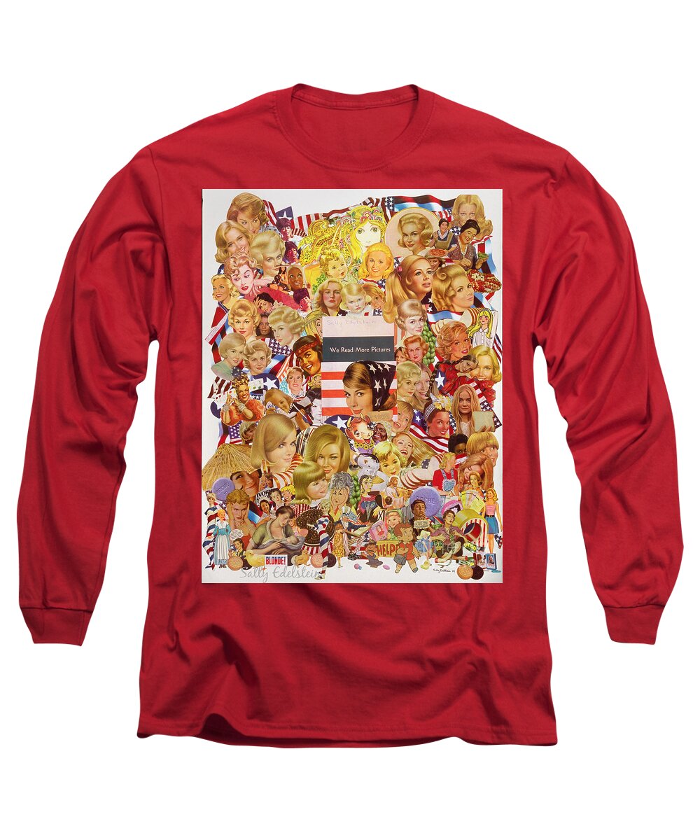 Women Long Sleeve T-Shirt featuring the mixed media Blonde American Style by Sally Edelstein