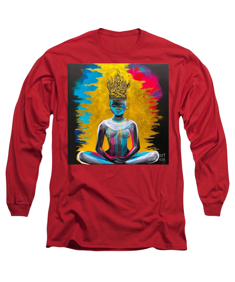 Buddha Long Sleeve T-Shirt featuring the painting buddha II Art Print by Crystal Stagg