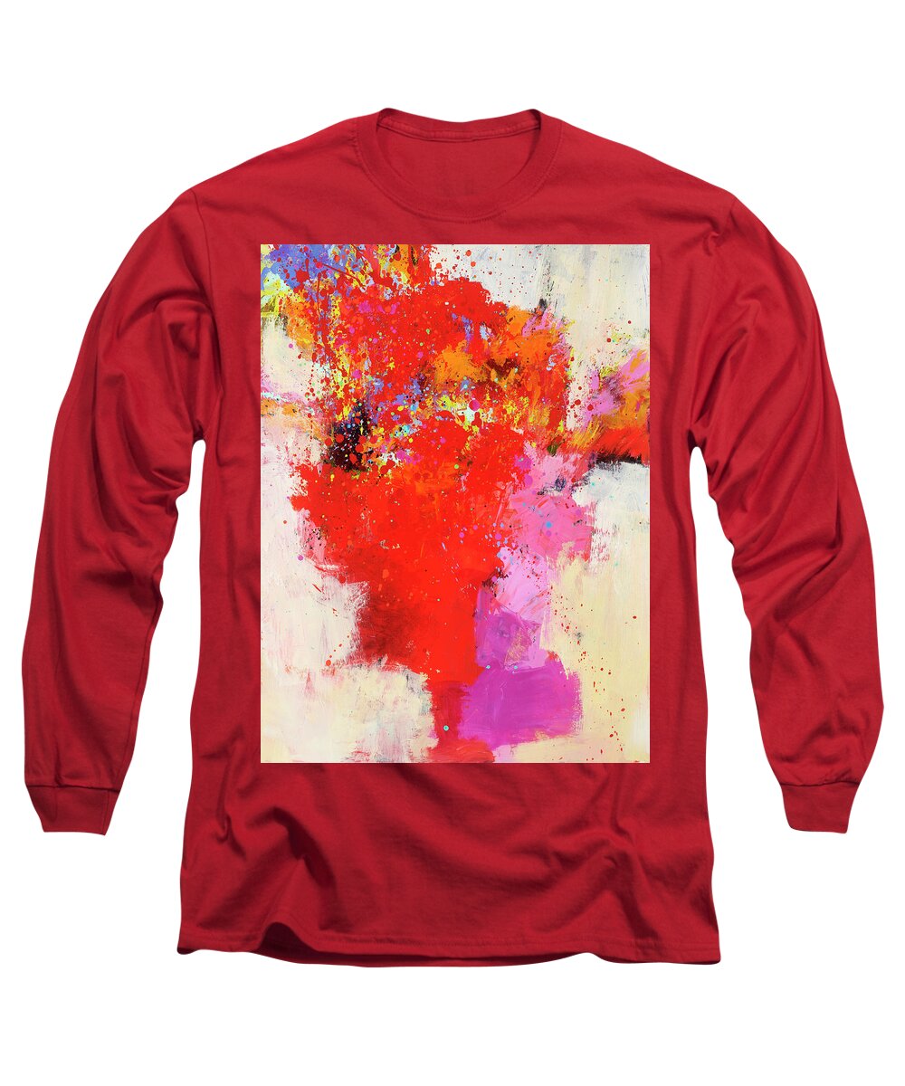 Abstract Art Long Sleeve T-Shirt featuring the painting Burning Bright #2 by Jane Davies