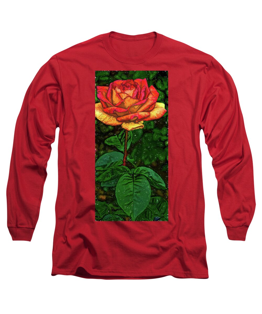 Rose Long Sleeve T-Shirt featuring the digital art Burning Love by Terry Cork