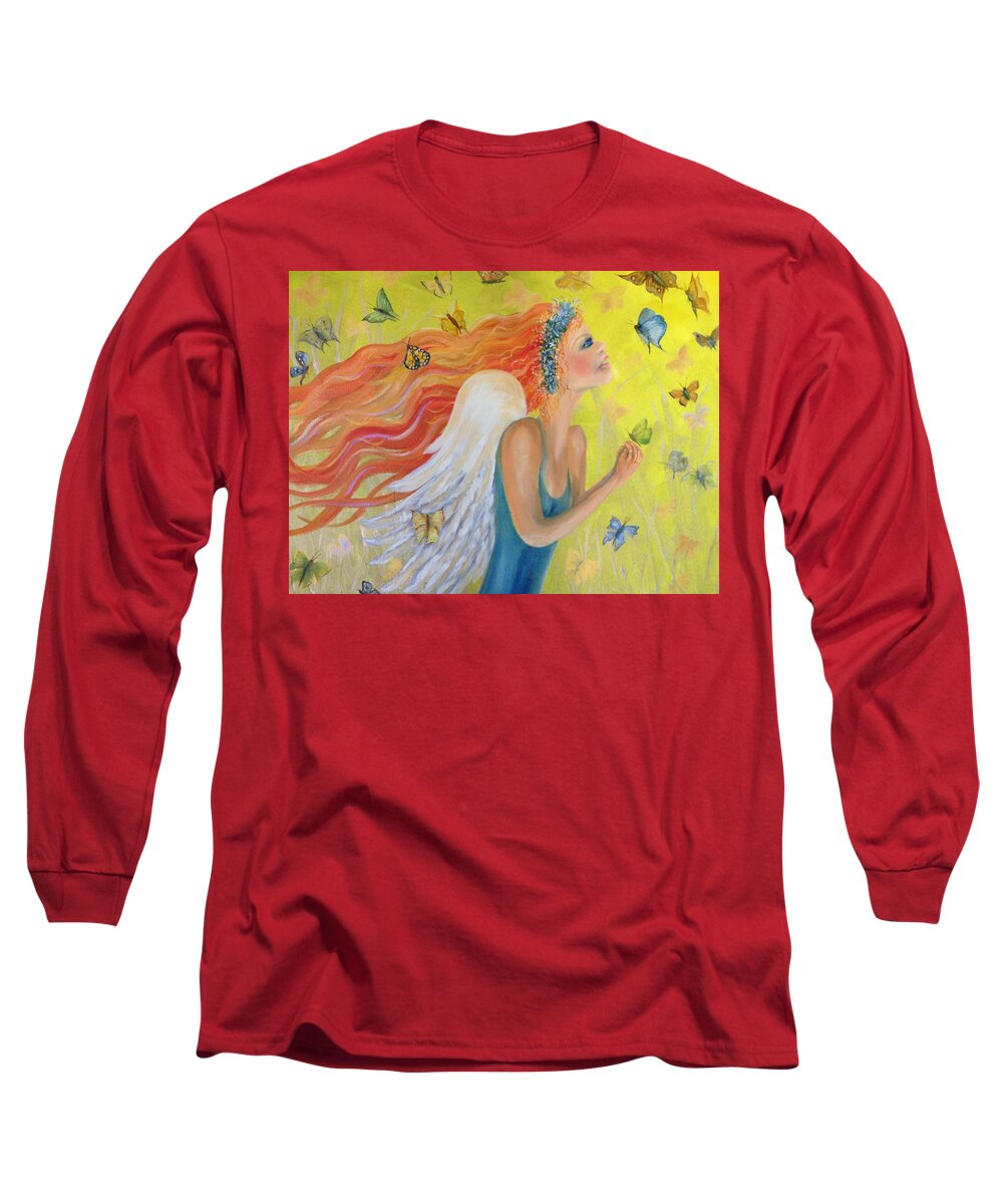 Fairy Long Sleeve T-Shirt featuring the painting Butterflies are Free by Barbara Landry