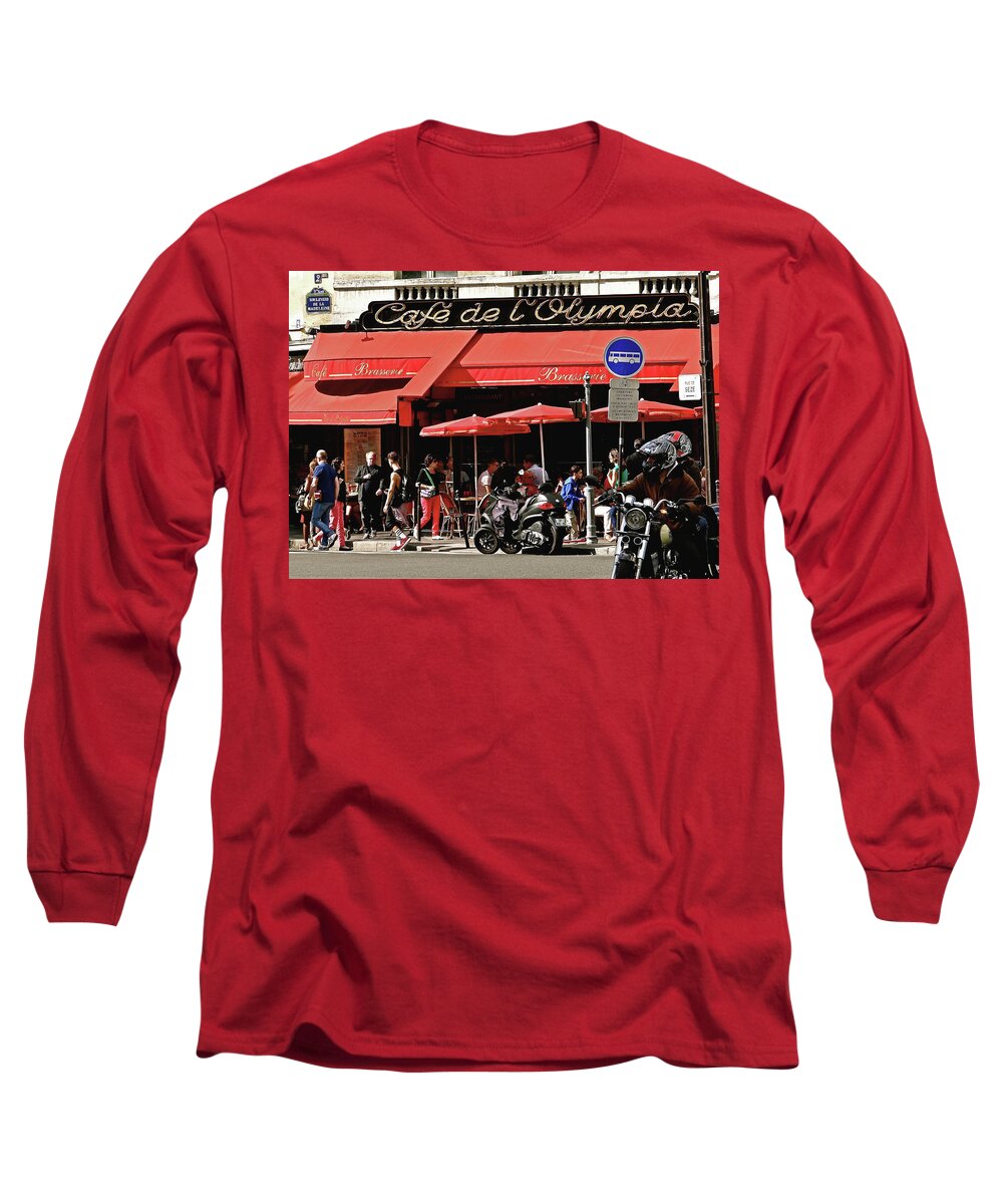 Paris Long Sleeve T-Shirt featuring the photograph Cafe de l' Olympia by Ira Shander