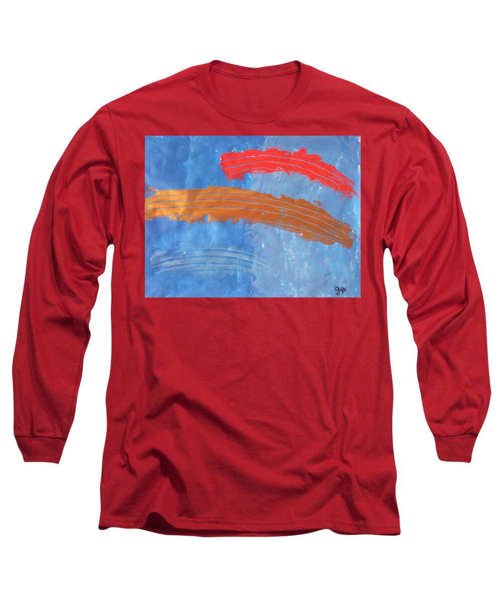  Long Sleeve T-Shirt featuring the painting Caos59 horizontal cuts by Giuseppe Monti
