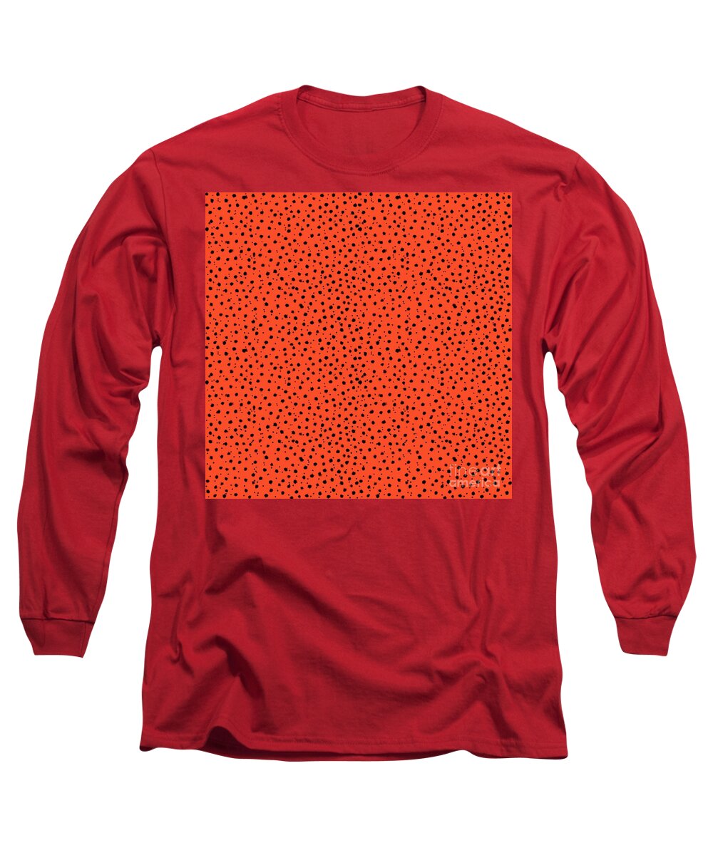 Cheetah Pattern Long Sleeve T-Shirt featuring the digital art Cheetah Pattern on Papaya by Colleen Cornelius