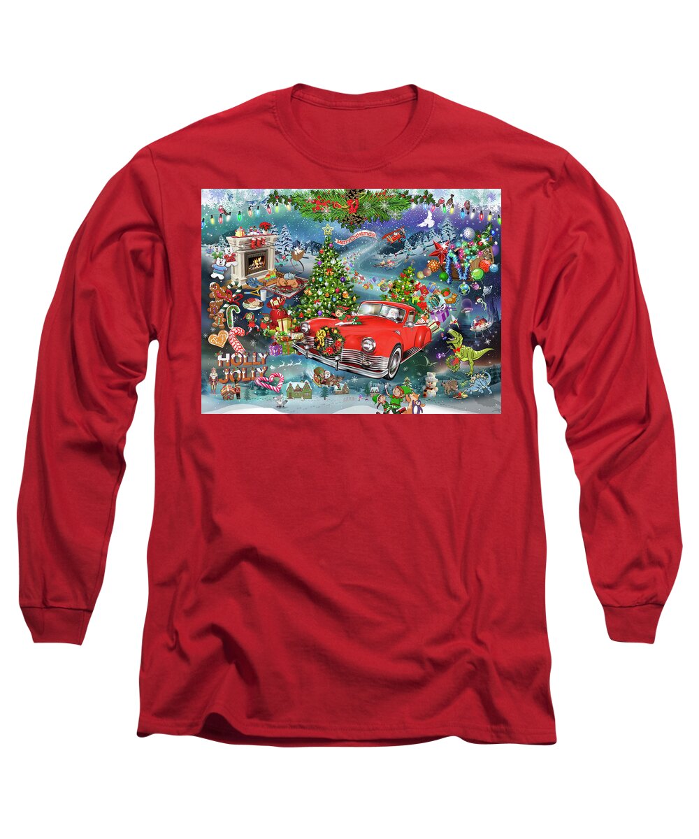 Merry Christmas Long Sleeve T-Shirt featuring the digital art Christmas Collage by Evie Cook