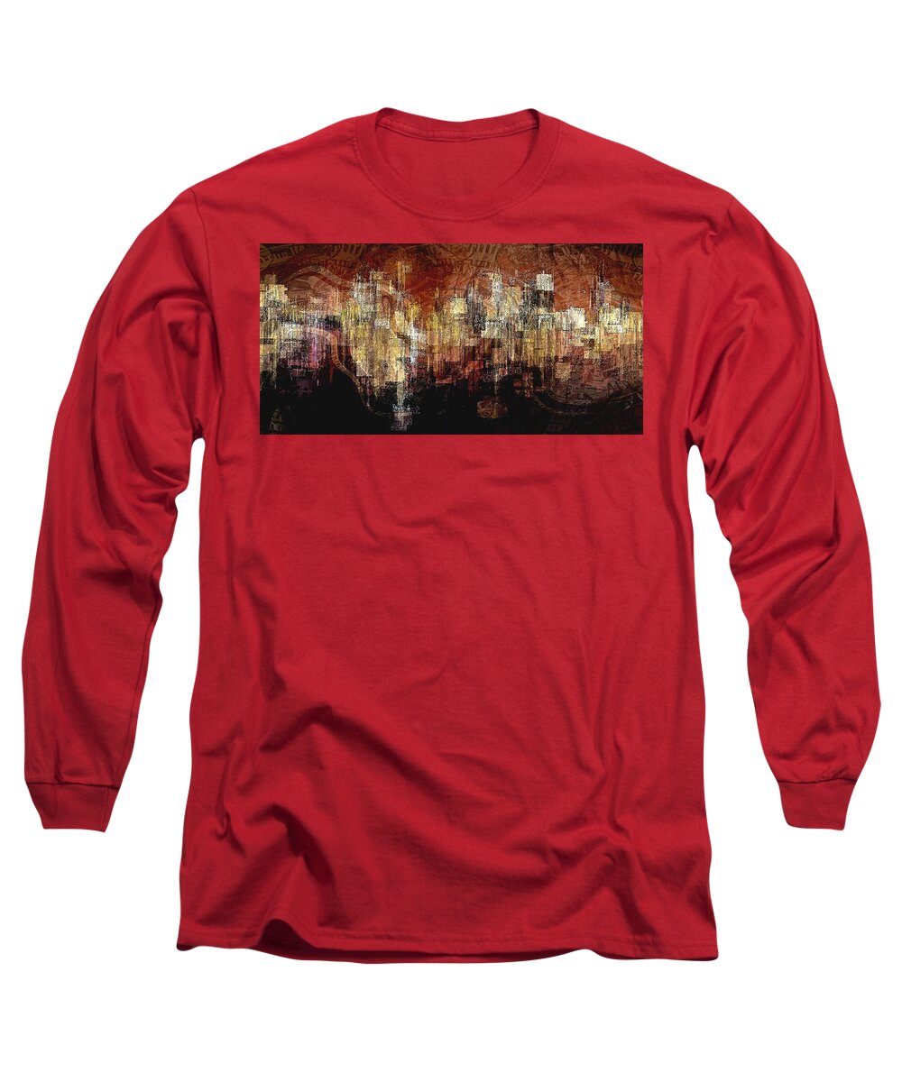 Cityscape Long Sleeve T-Shirt featuring the digital art City on the Edge by David Manlove