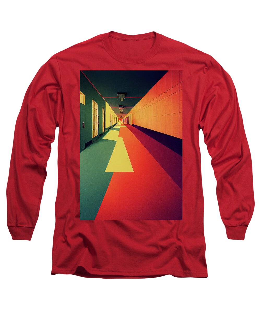 Corridor Long Sleeve T-Shirt featuring the digital art Colored Corridor by Billy Bateman