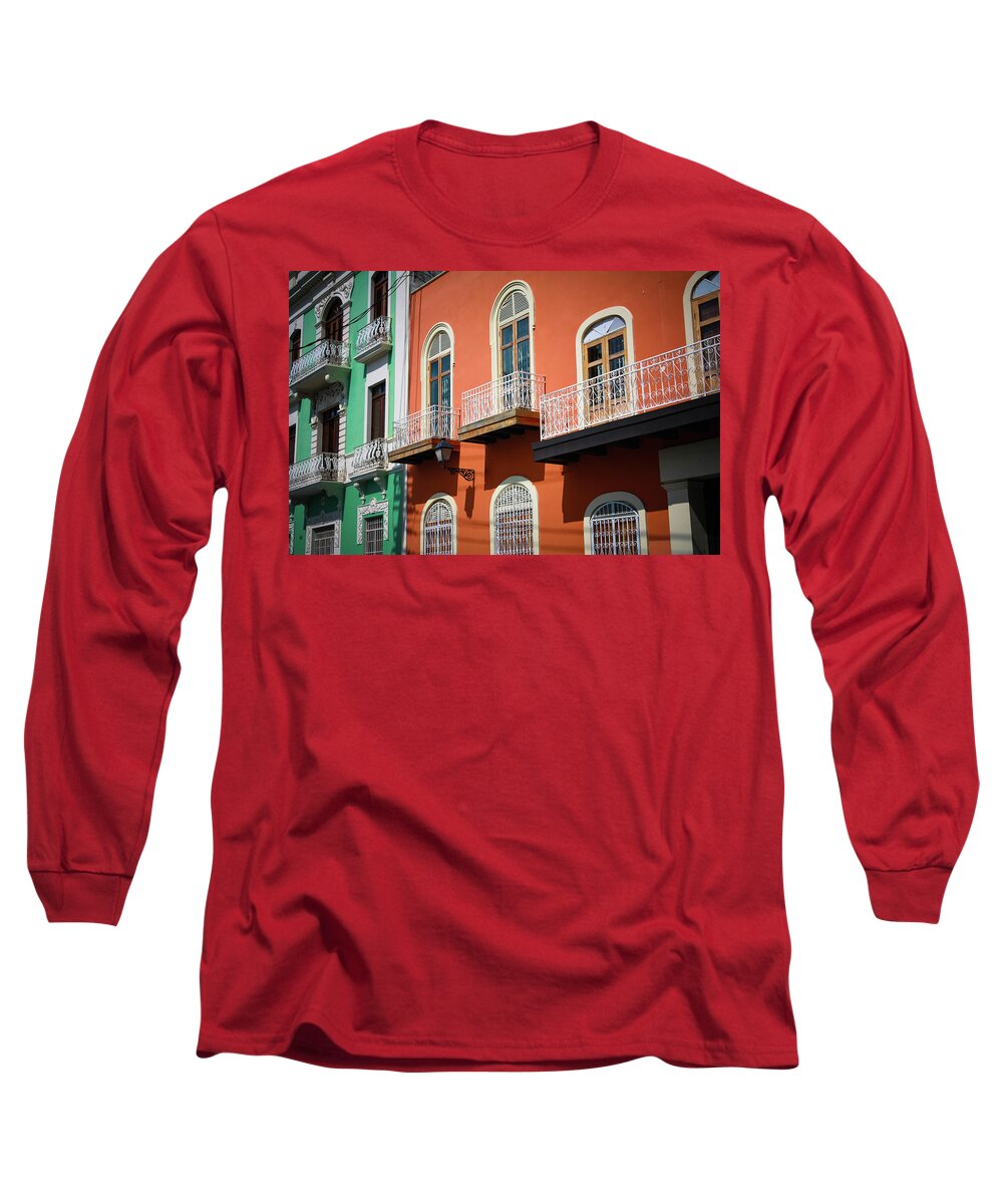 Colorful Caribbean Buildings Long Sleeve T-Shirt featuring the photograph Colorful Caribbean Buildings by Pheasant Run Gallery