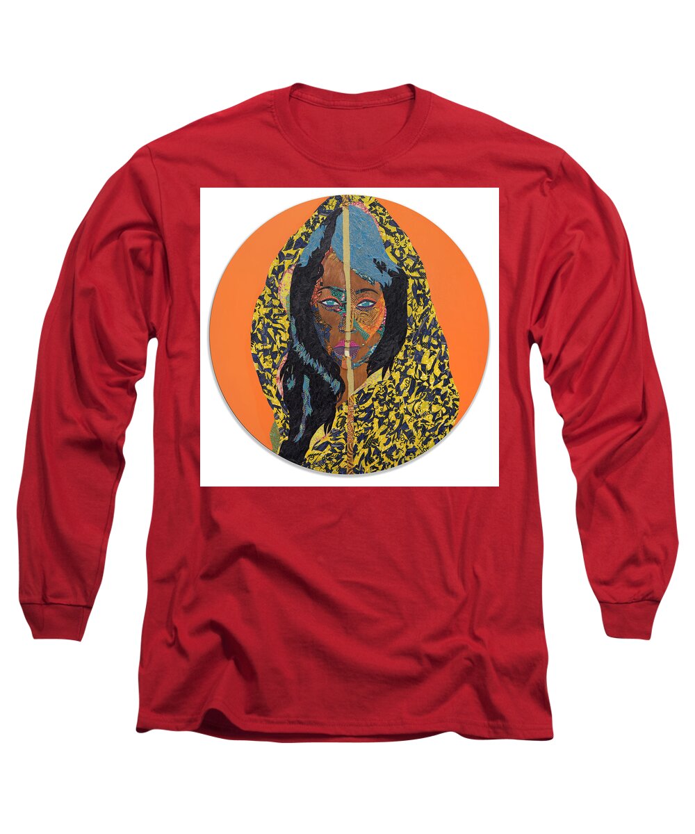 Black Art Long Sleeve T-Shirt featuring the tapestry - textile Concentration - The Muses Collection by Apanaki Temitayo M