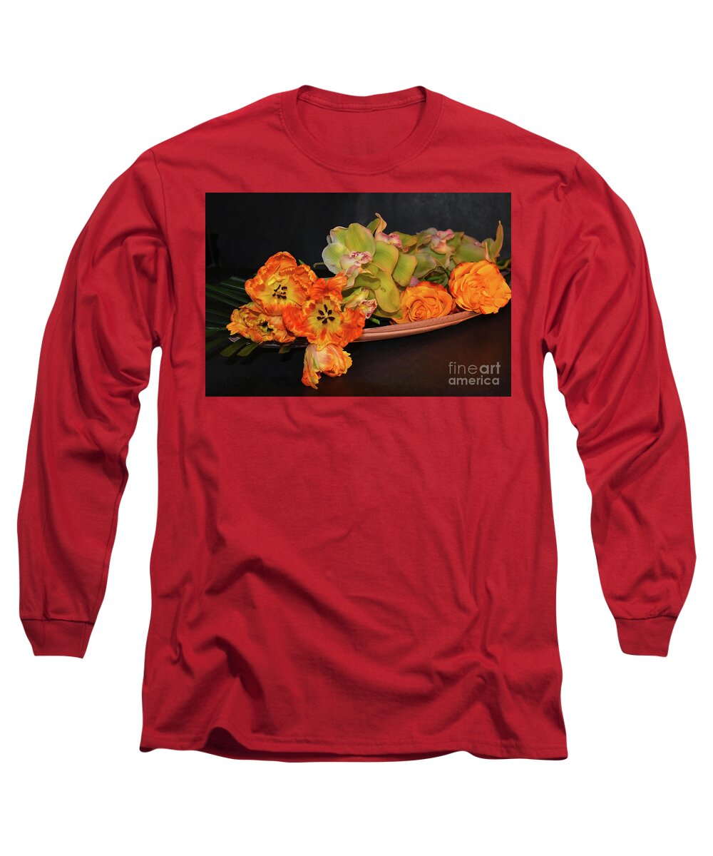 Darwin Long Sleeve T-Shirt featuring the photograph Darwin Tulips and Friends Still Life by Diana Mary Sharpton
