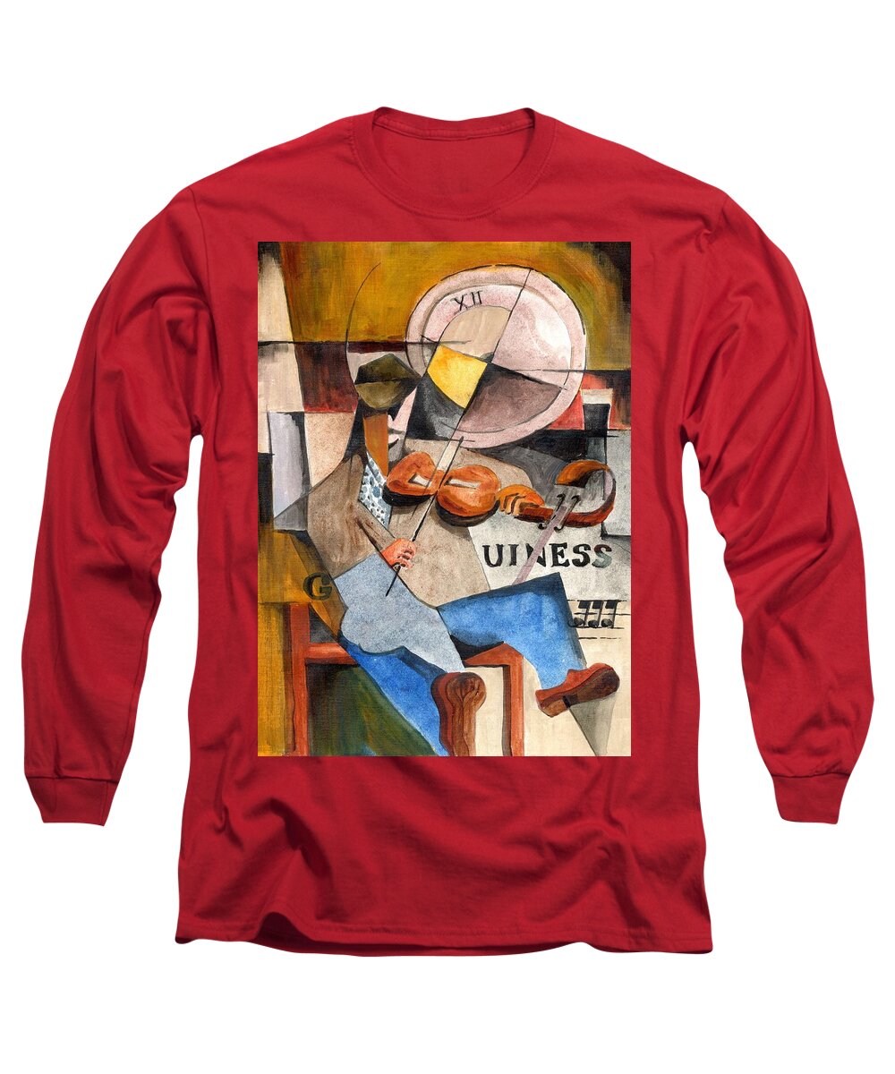  Long Sleeve T-Shirt featuring the painting Didely AH  Didley DOO by Val Byrne