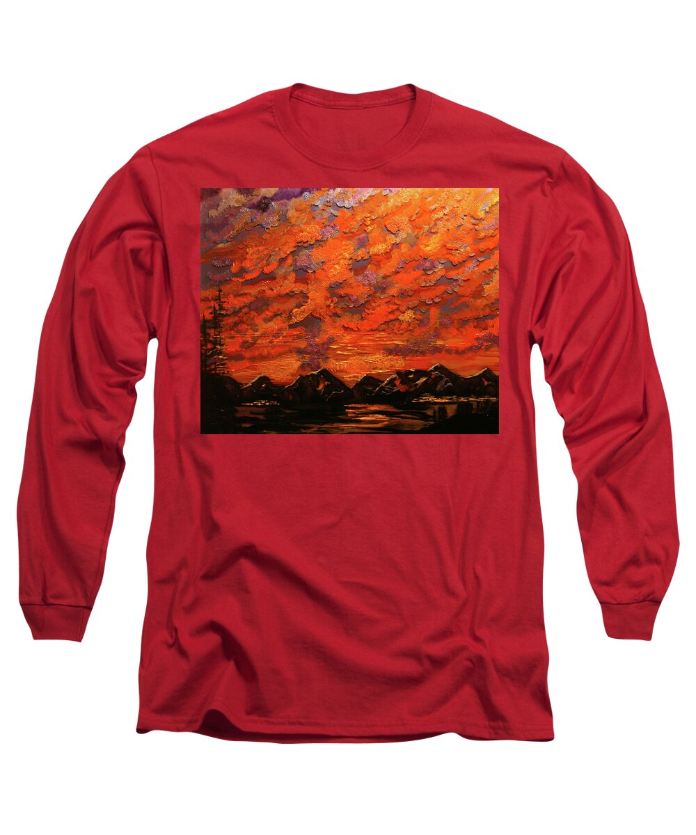 Sunset Long Sleeve T-Shirt featuring the painting Dillon Sunset by Marilyn Quigley