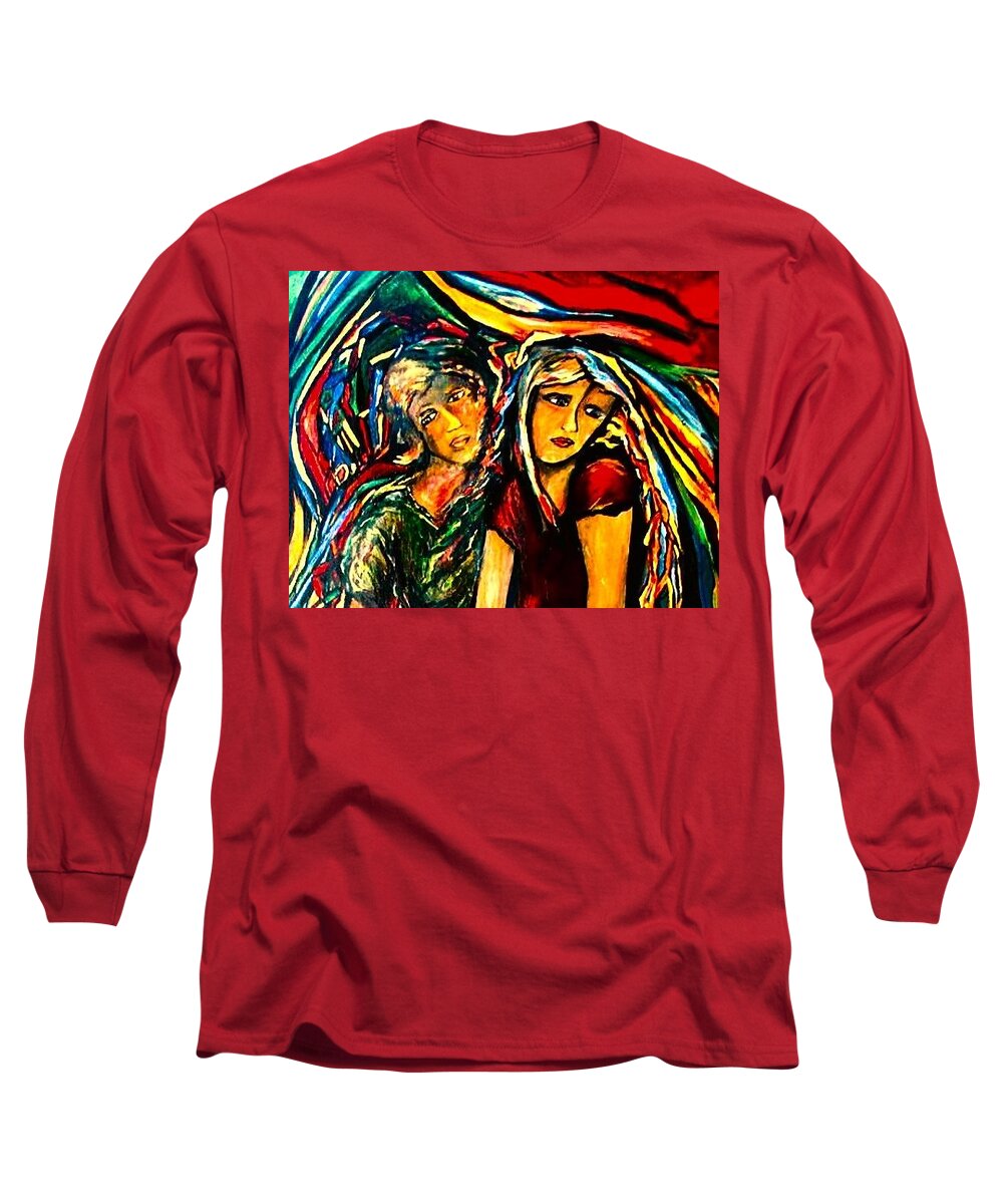 People Long Sleeve T-Shirt featuring the painting DNA by Dawn Caravetta Fisher