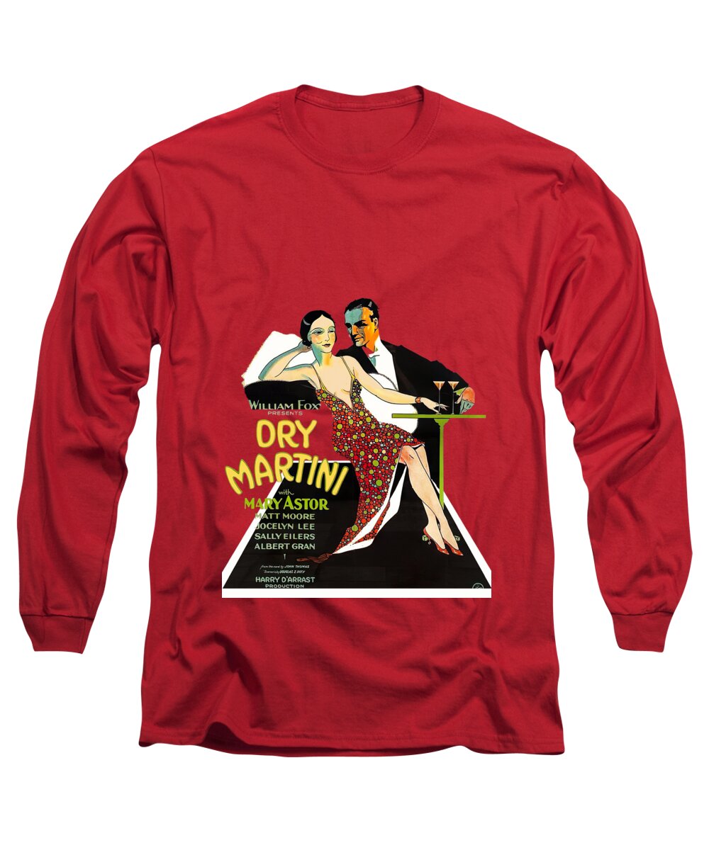 Martini Long Sleeve T-Shirt featuring the mixed media ''Dry Martini'', 1928 - 3d movie poster by Movie World Posters