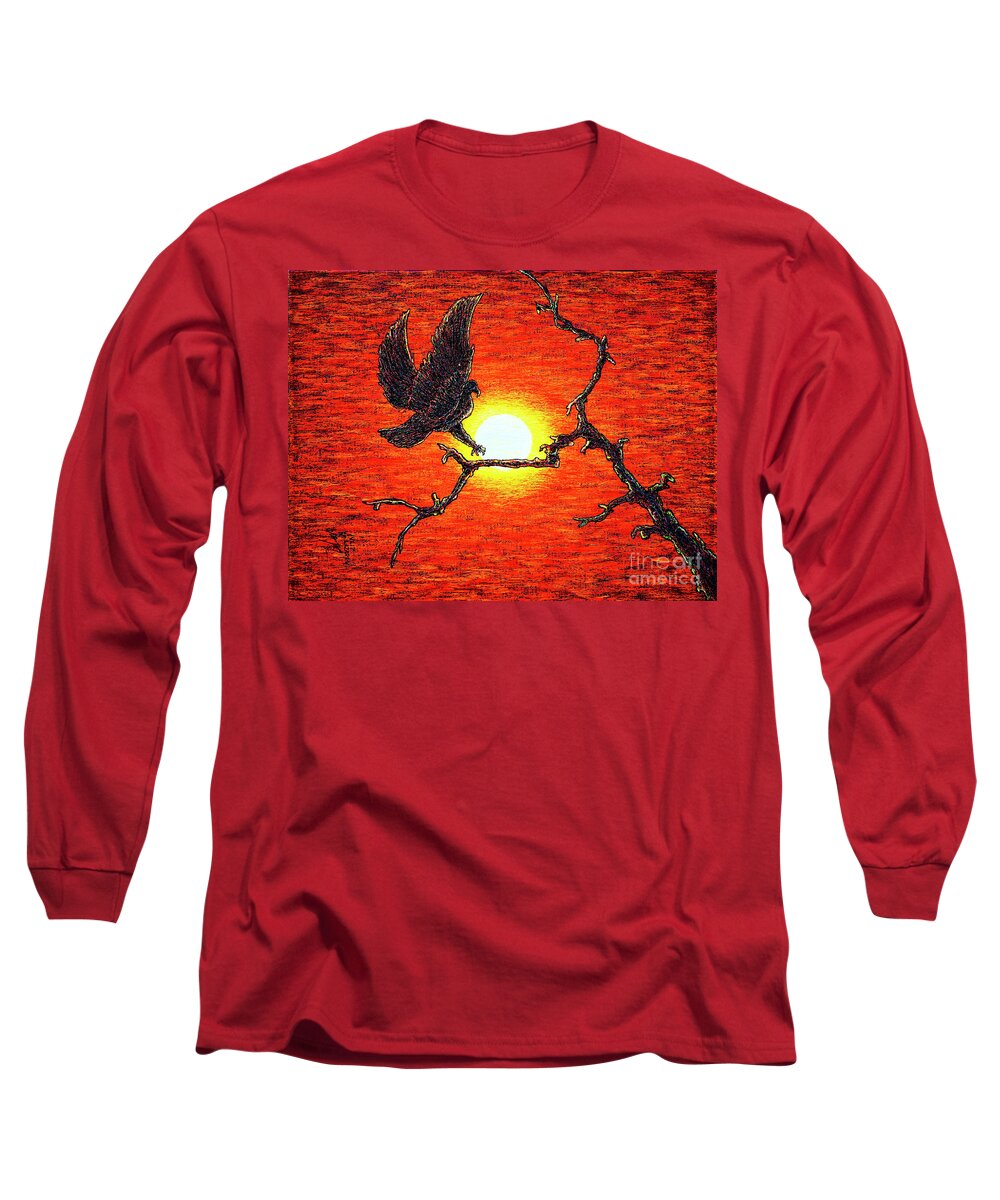 Eagle Long Sleeve T-Shirt featuring the painting Eagle B2 by Viktor Lazarev