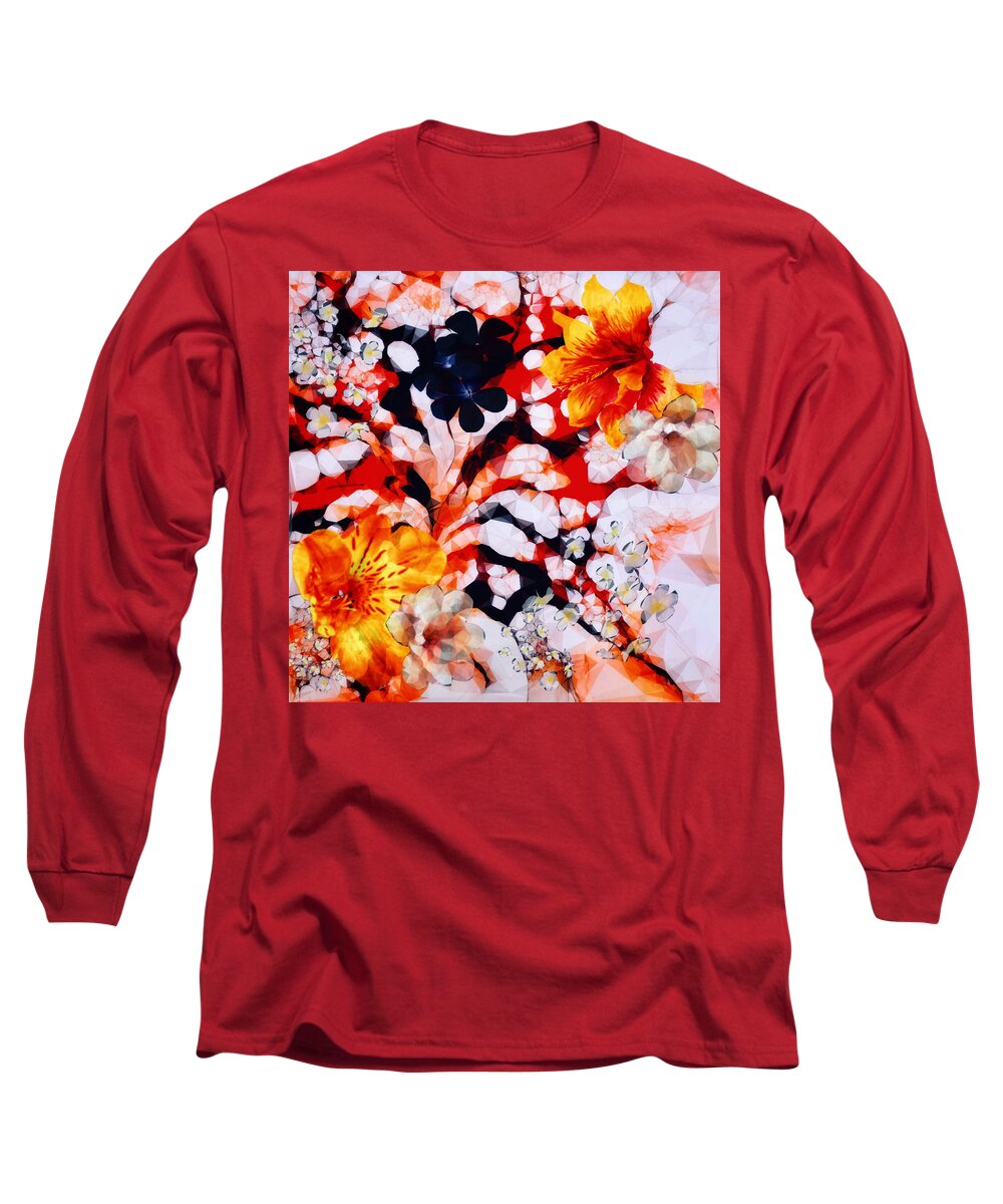 Abstract Art Long Sleeve T-Shirt featuring the mixed media Efflorescence by Canessa Thomas