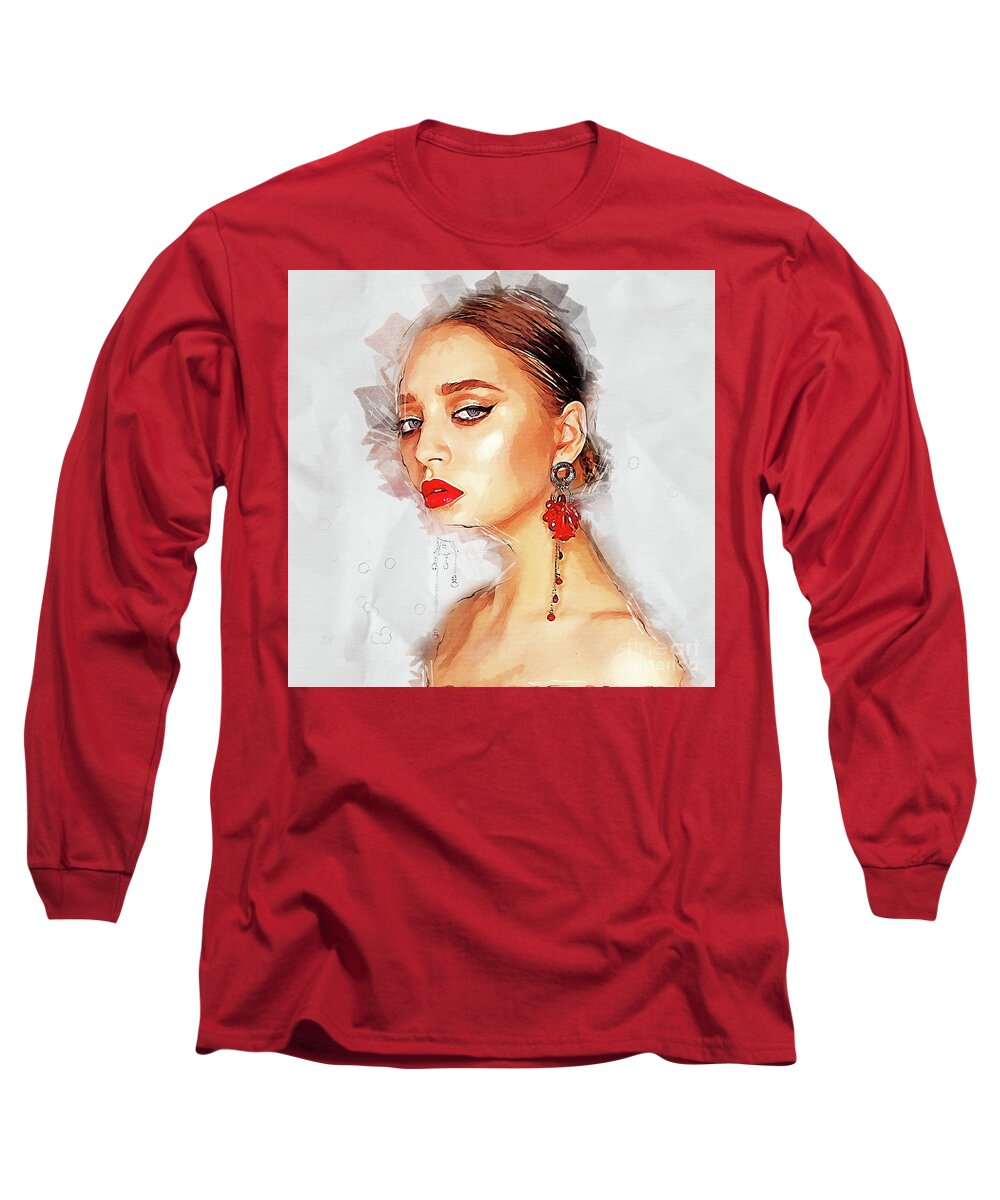 Lady Long Sleeve T-Shirt featuring the digital art Excuse Me? by Elaine Teague