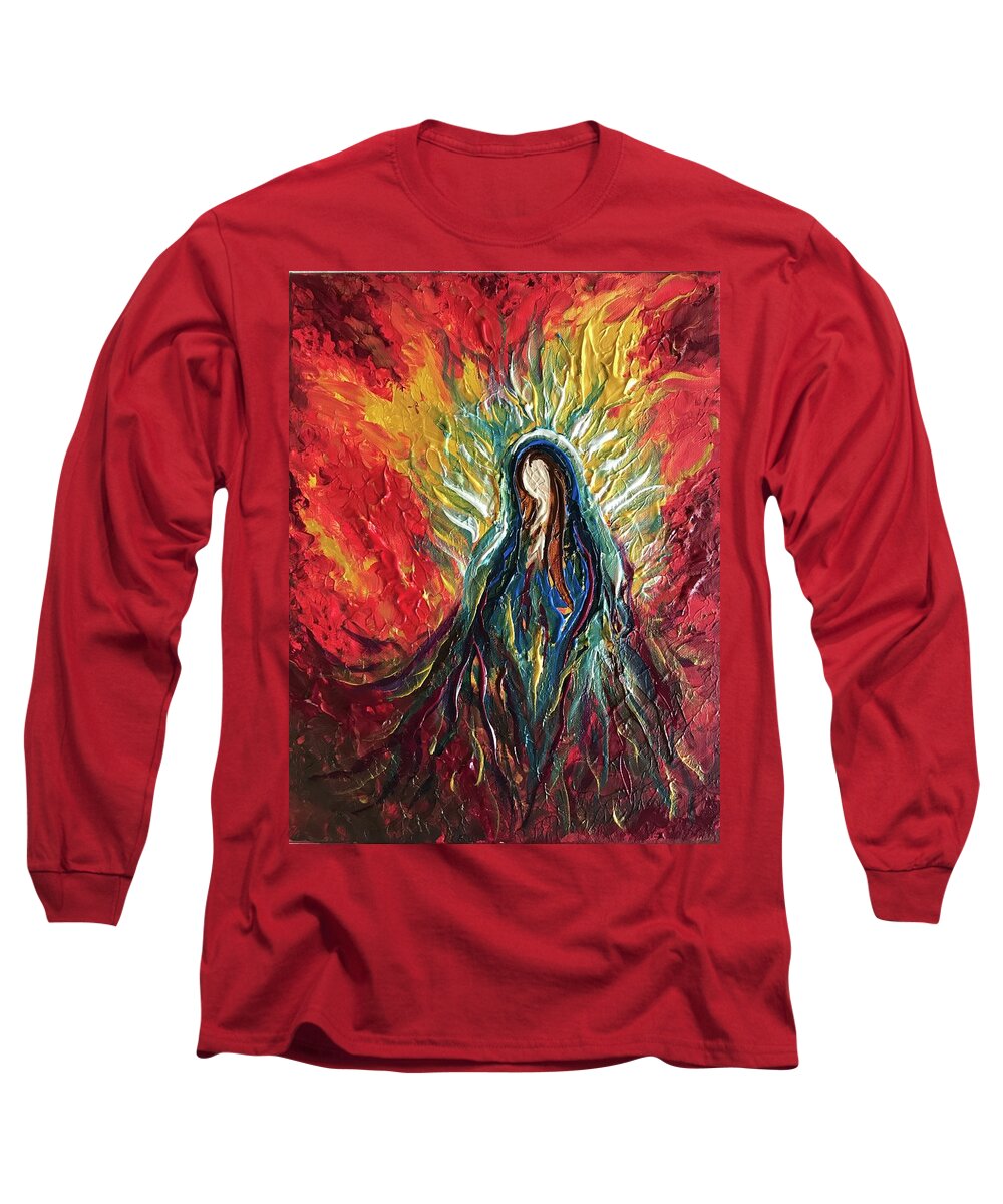 Goddess Long Sleeve T-Shirt featuring the painting Fire Within by Michelle Pier