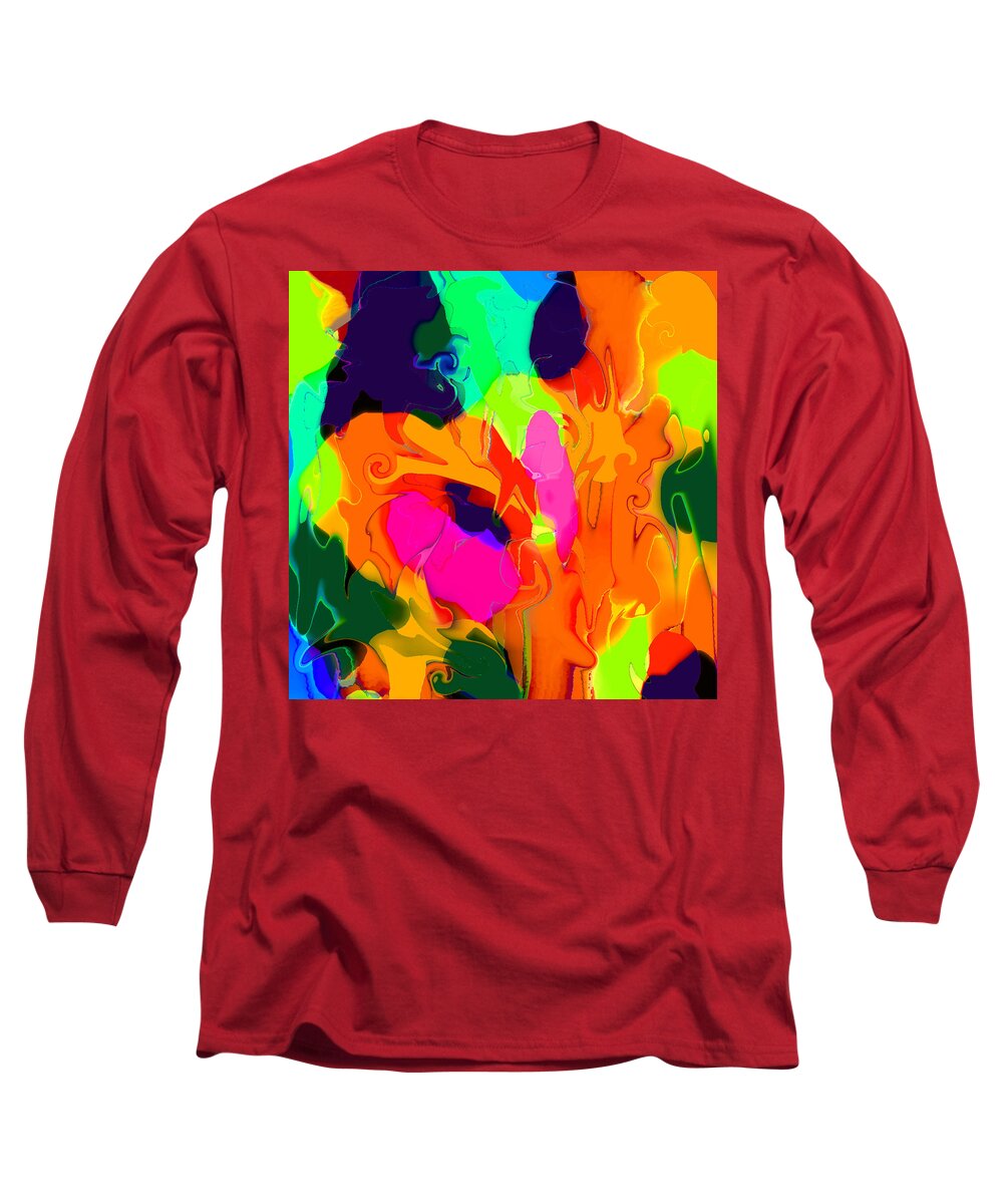 Abstract Long Sleeve T-Shirt featuring the digital art Flower in Bloom Abstract by Ronald Mills