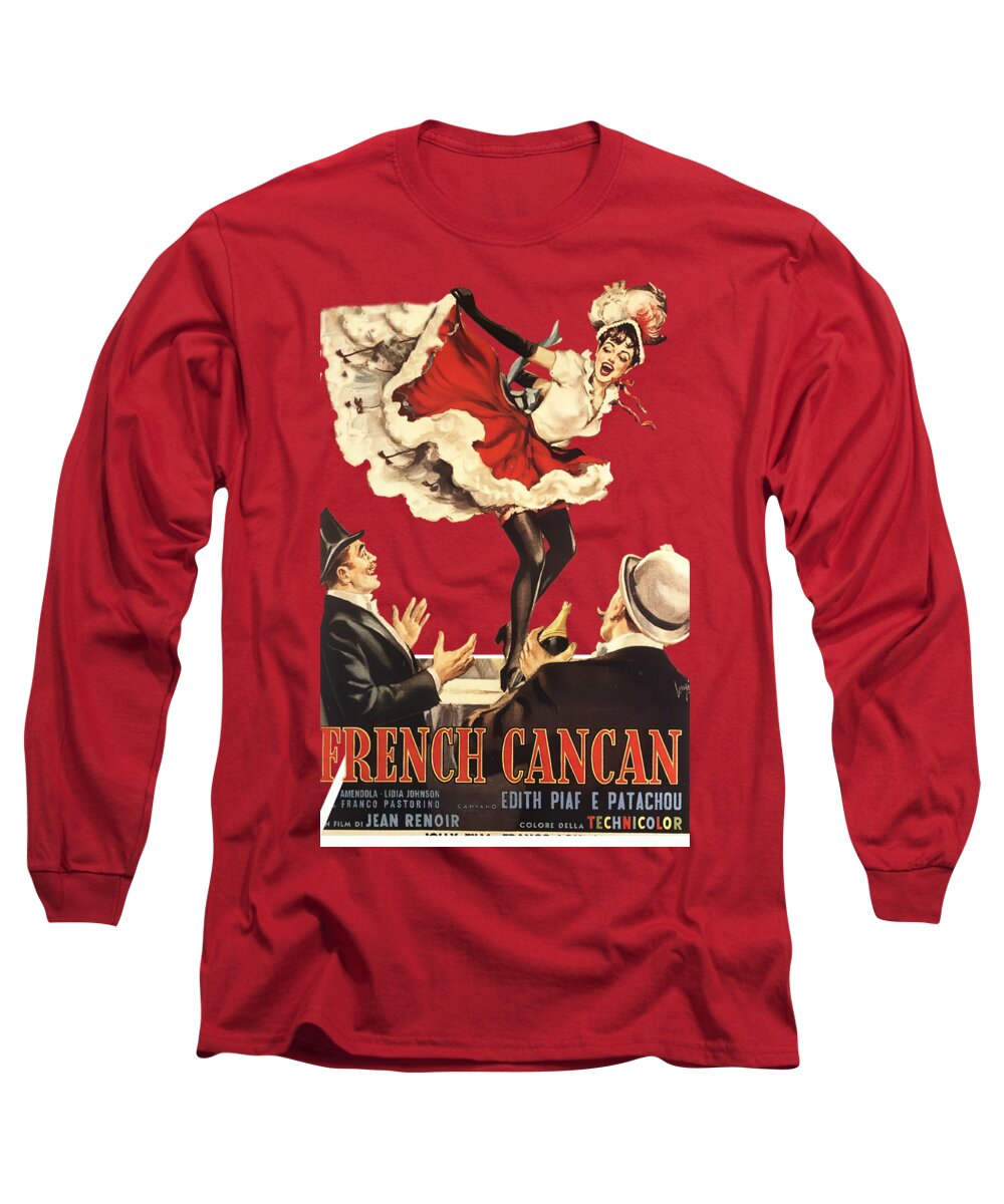 French Long Sleeve T-Shirt featuring the mixed media ''French Cancan'', 1955 - 3d movie poster by Movie World Posters