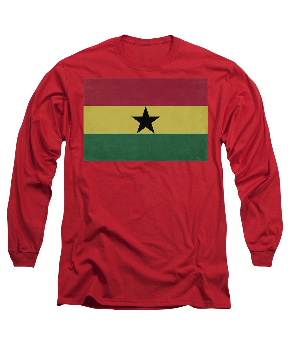 World Flag Long Sleeve T-Shirt featuring the digital art Ghana Flag by Leslie Montgomery