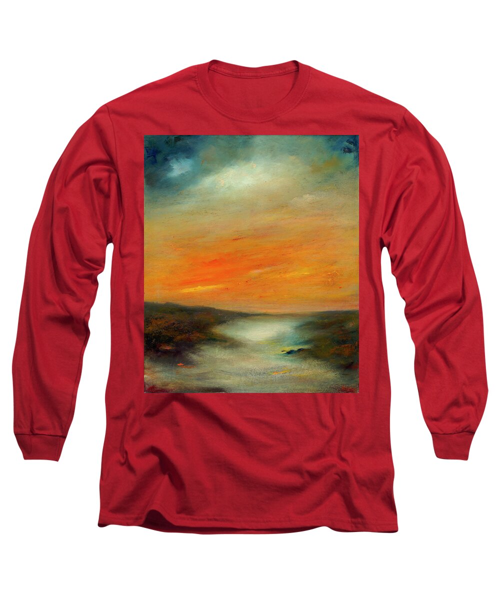 Landscape Long Sleeve T-Shirt featuring the painting Gloaming by Roger Clarke