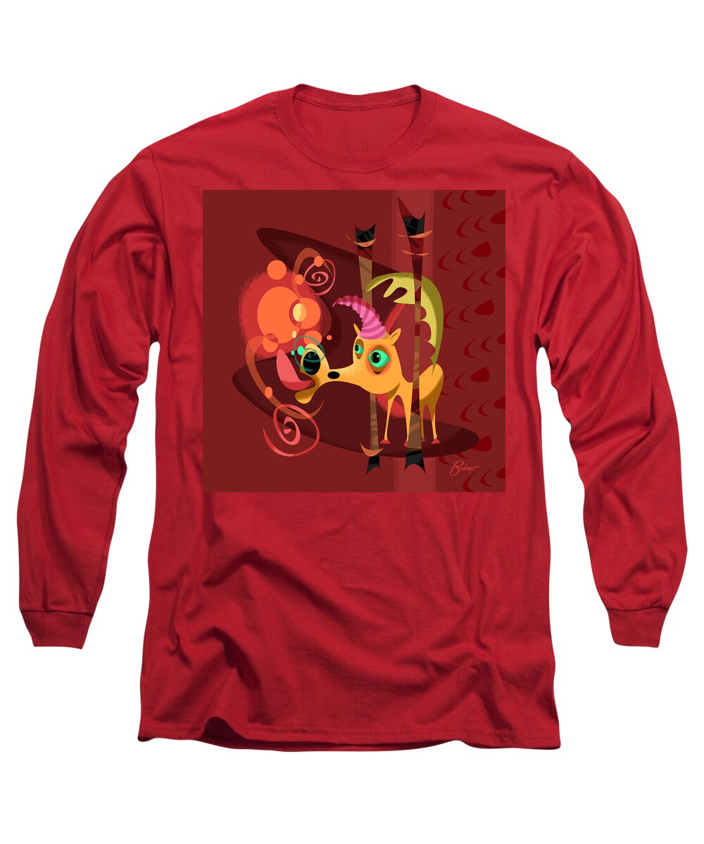 Abstract Long Sleeve T-Shirt featuring the digital art Happy Unicorn by Alan Bodner
