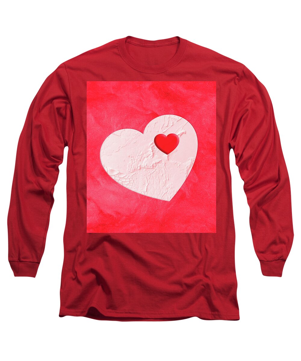 Heart Long Sleeve T-Shirt featuring the mixed media Heart of My Heart by Moira Law