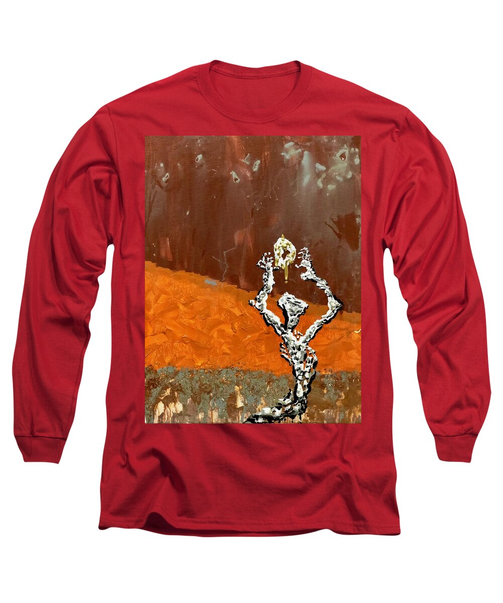 Sky Long Sleeve T-Shirt featuring the painting Honey Drip - Crack the Sky by Bethany Beeler