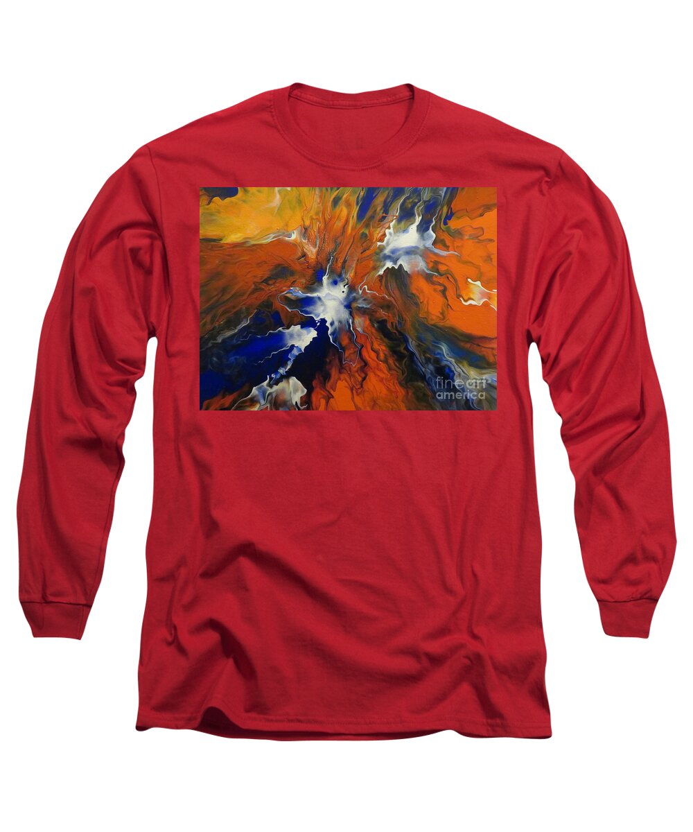 Abstract Long Sleeve T-Shirt featuring the painting I Love Savannah State University by Sonya Walker