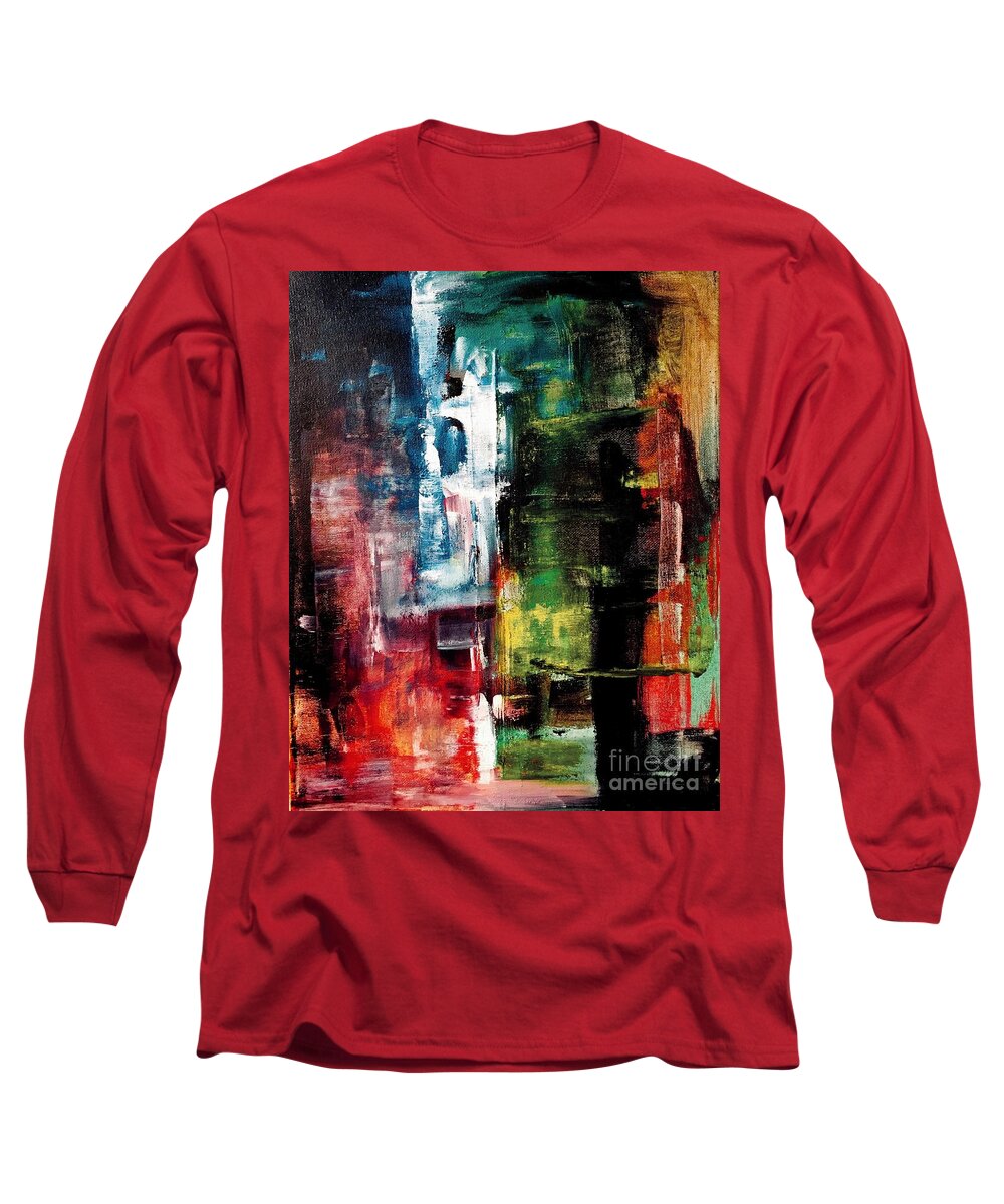 Contemporary Art Long Sleeve T-Shirt featuring the painting I stand silent observing them by Jeremiah Ray