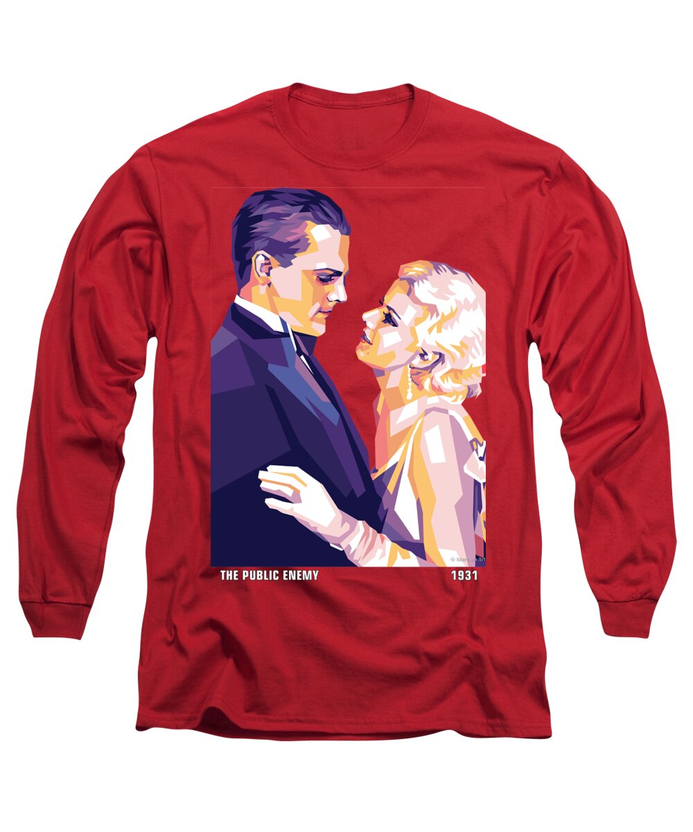 James Cagney Long Sleeve T-Shirt featuring the digital art James Cagney and Jean Harlow by Movie World Posters