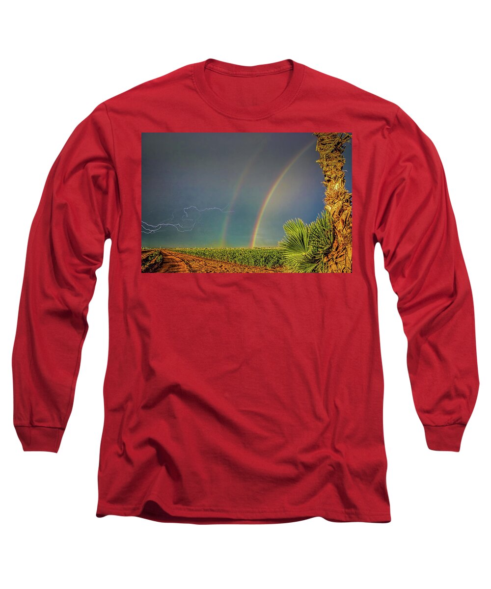 Storm Long Sleeve T-Shirt featuring the photograph Lightning and Rainbows 48x by Randy Jackson