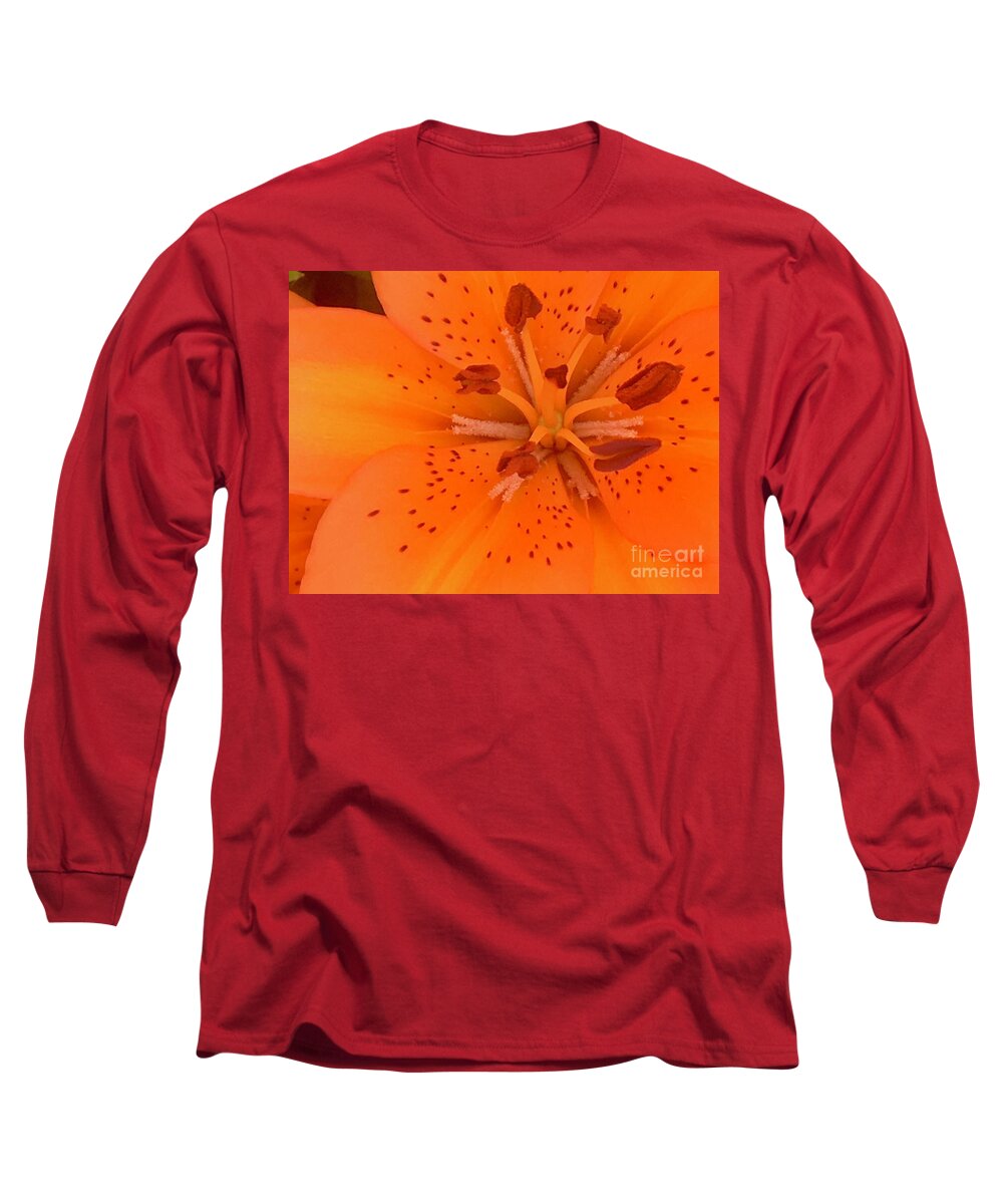 Lily Flower Long Sleeve T-Shirt featuring the photograph Lily Closeup by Carmen Lam