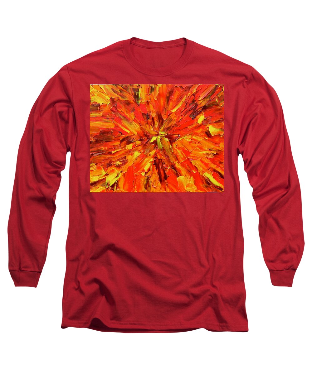 Marigold Long Sleeve T-Shirt featuring the painting Marigold Inspiration 1 by Teresa Moerer