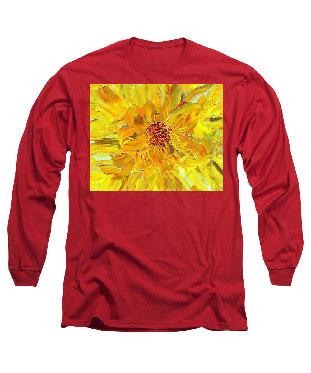 Marigold Long Sleeve T-Shirt featuring the painting Marigold Inspiration 2 by Teresa Moerer