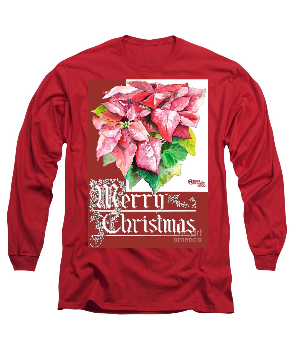 Merry Christmas Long Sleeve T-Shirt featuring the painting Merry Christmas by Merana Cadorette