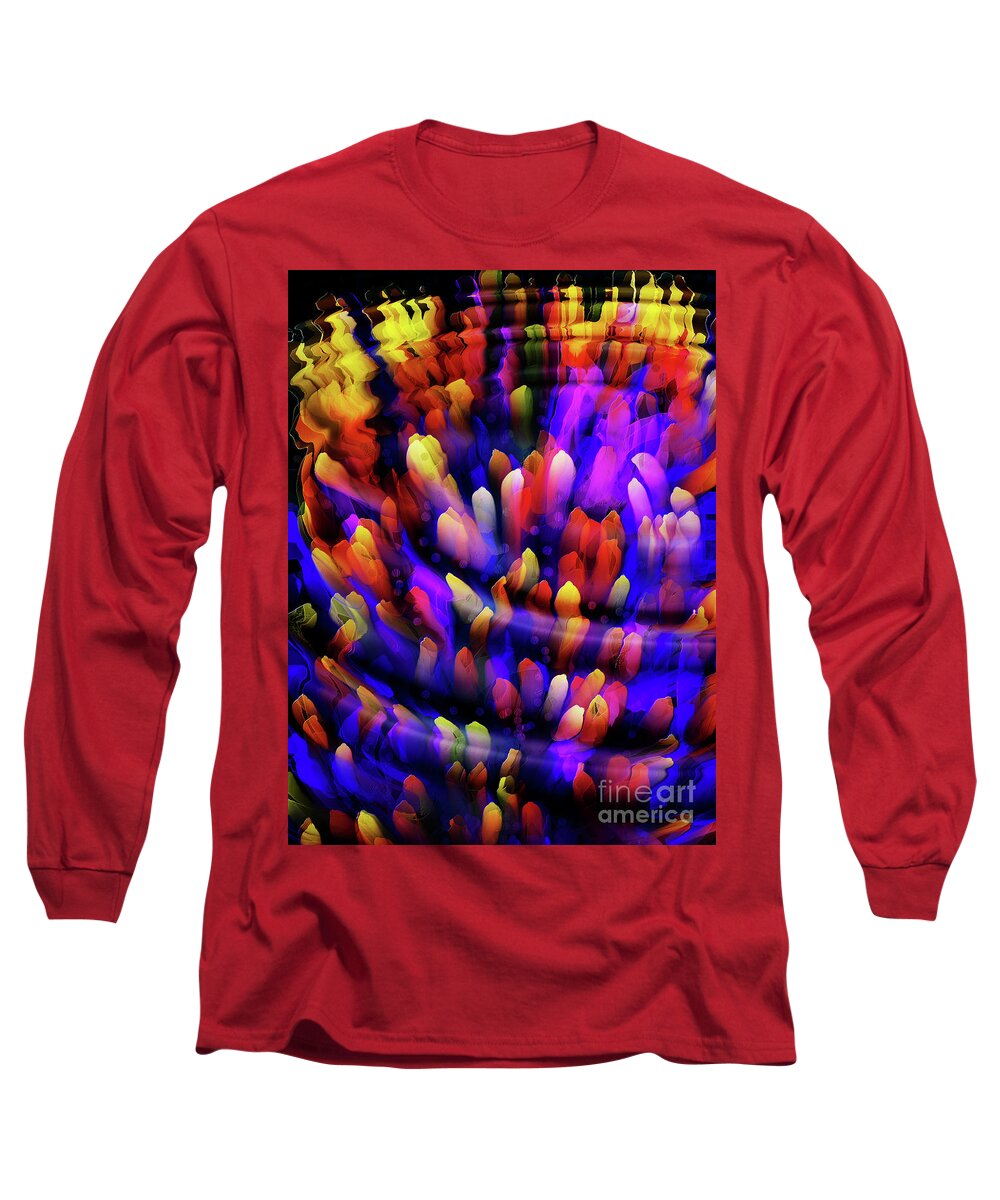 Reef Long Sleeve T-Shirt featuring the digital art Midnight at the Coral Reef by Mimulux Patricia No