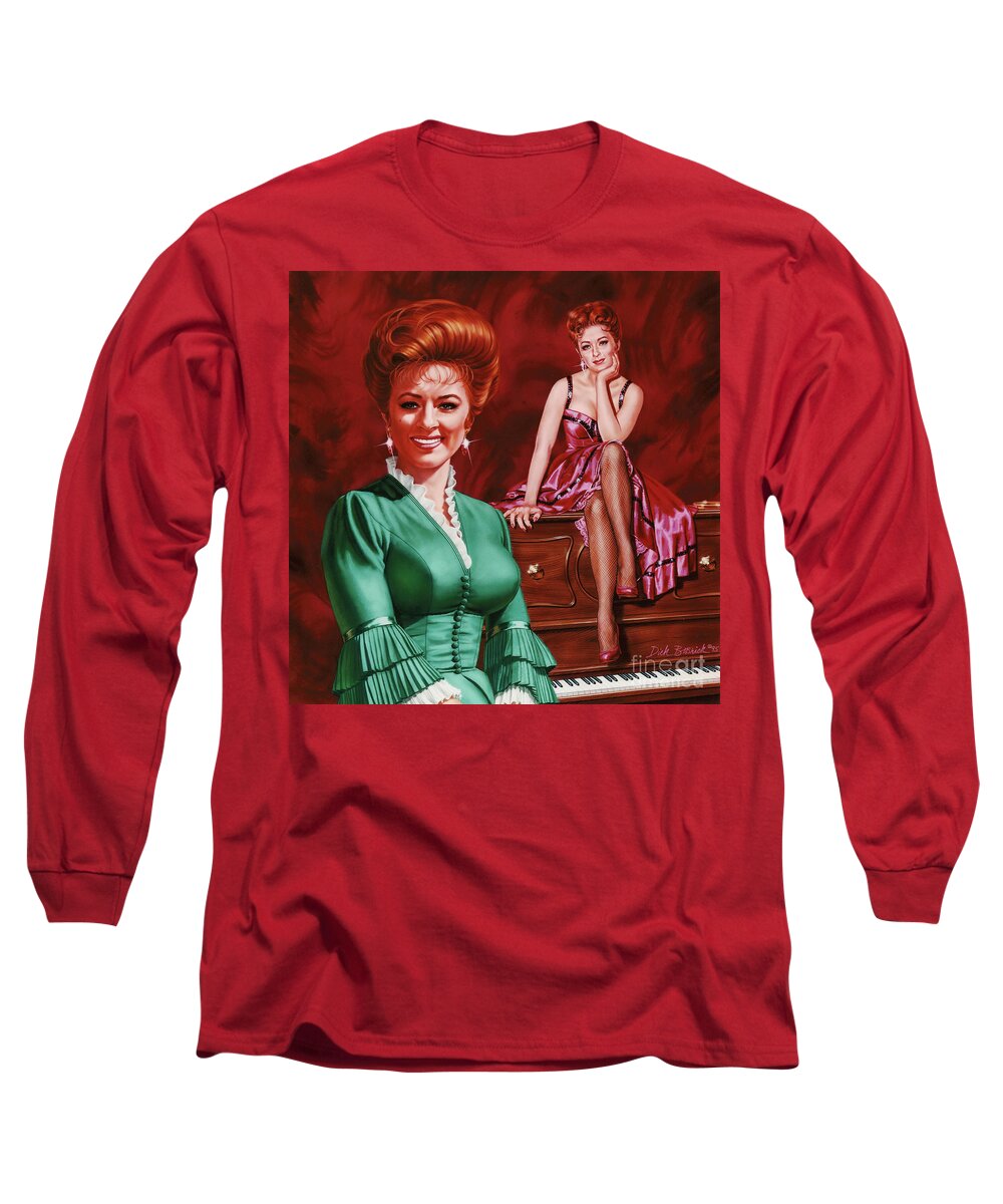 Portrait Long Sleeve T-Shirt featuring the painting Miss Kitty by Dick Bobnick