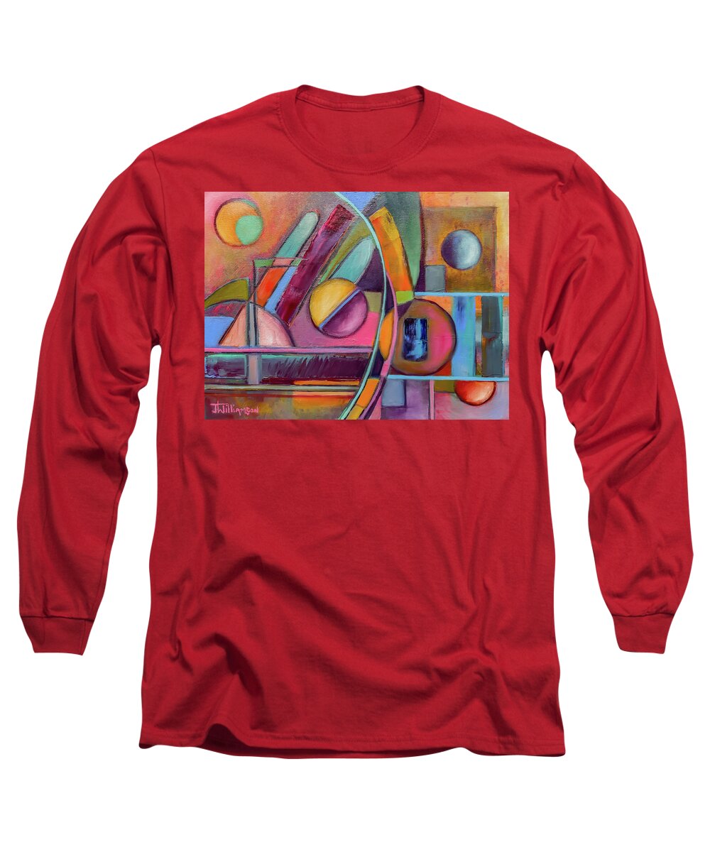 Abstract Long Sleeve T-Shirt featuring the painting Moonlight Navigator by Jason Williamson