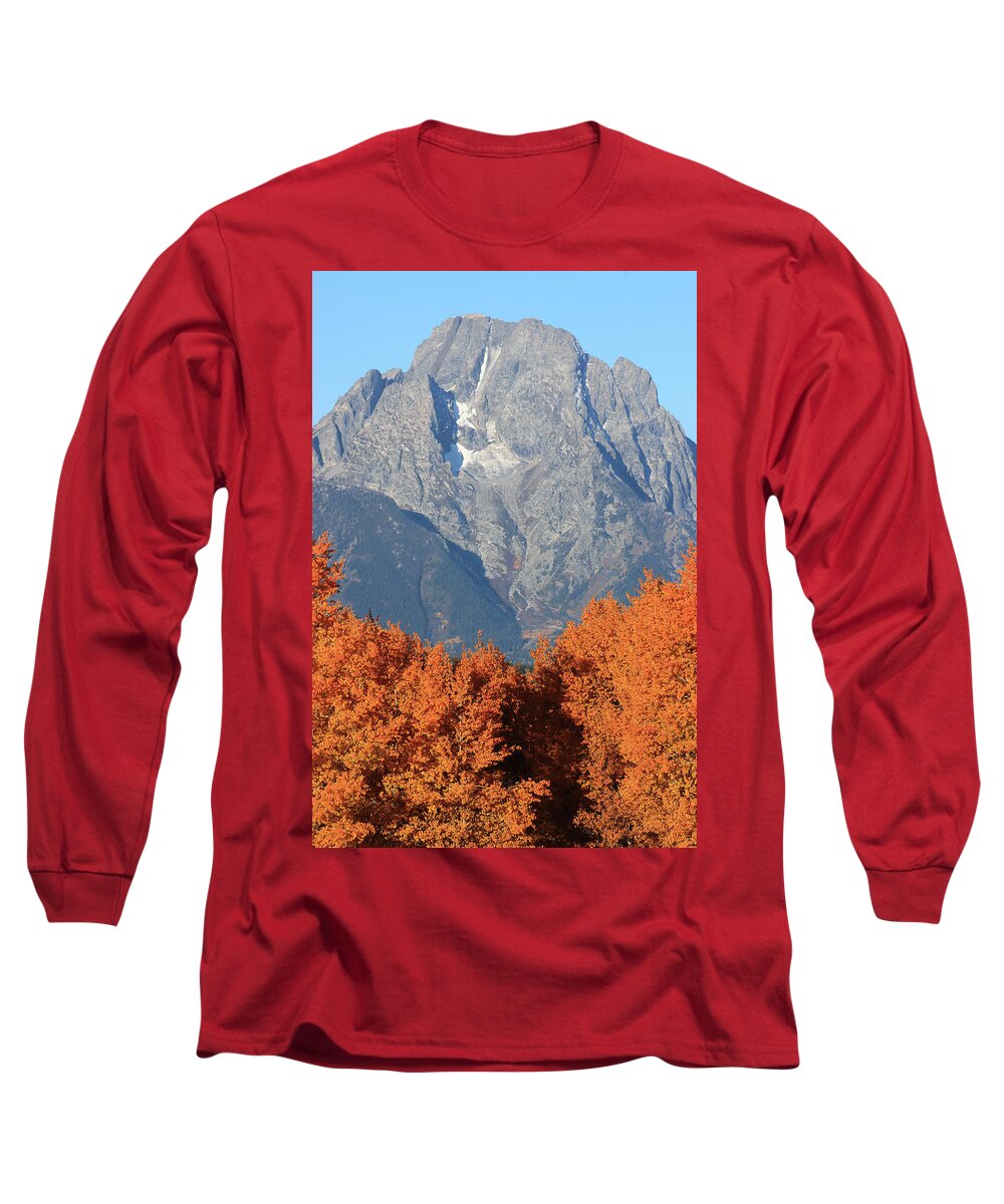 Mount Moran In Autumn Long Sleeve T-Shirt featuring the photograph Mount Moran Fall Colors by Dan Sproul