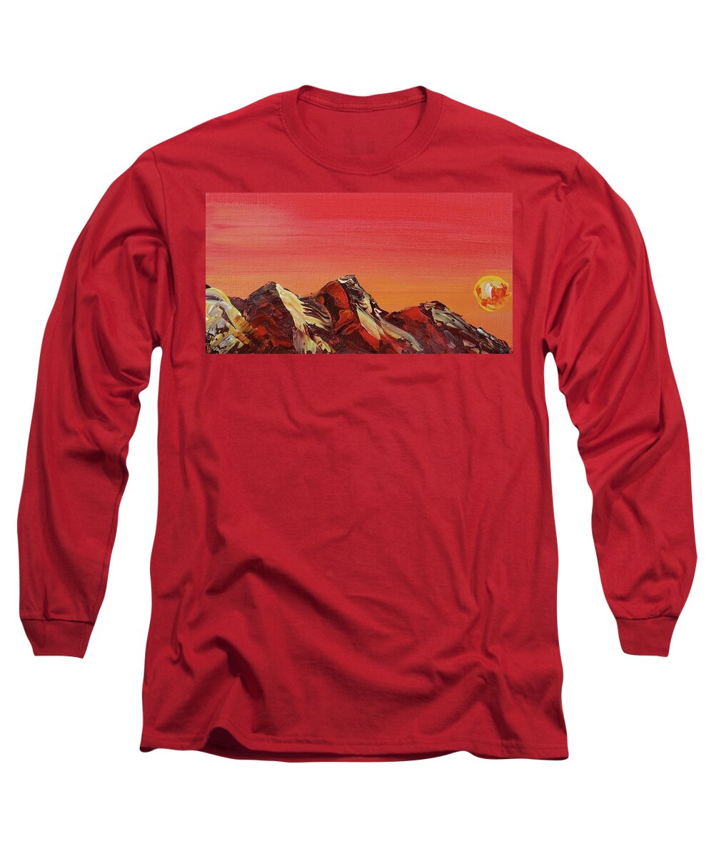 Mountain Long Sleeve T-Shirt featuring the painting Mountains of Mars by Ashley Wright