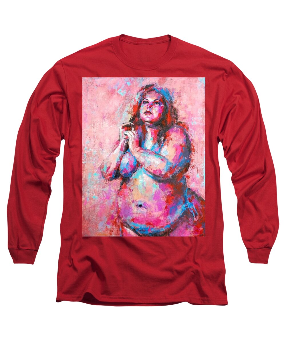  Long Sleeve T-Shirt featuring the painting Moved by Love by Luzdy Rivera