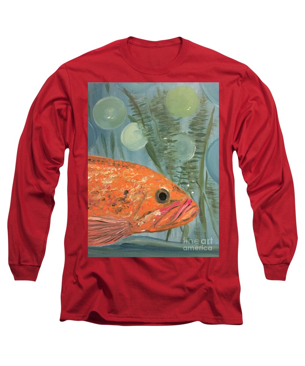 Fish Long Sleeve T-Shirt featuring the painting Mr. Fish by Debora Sanders