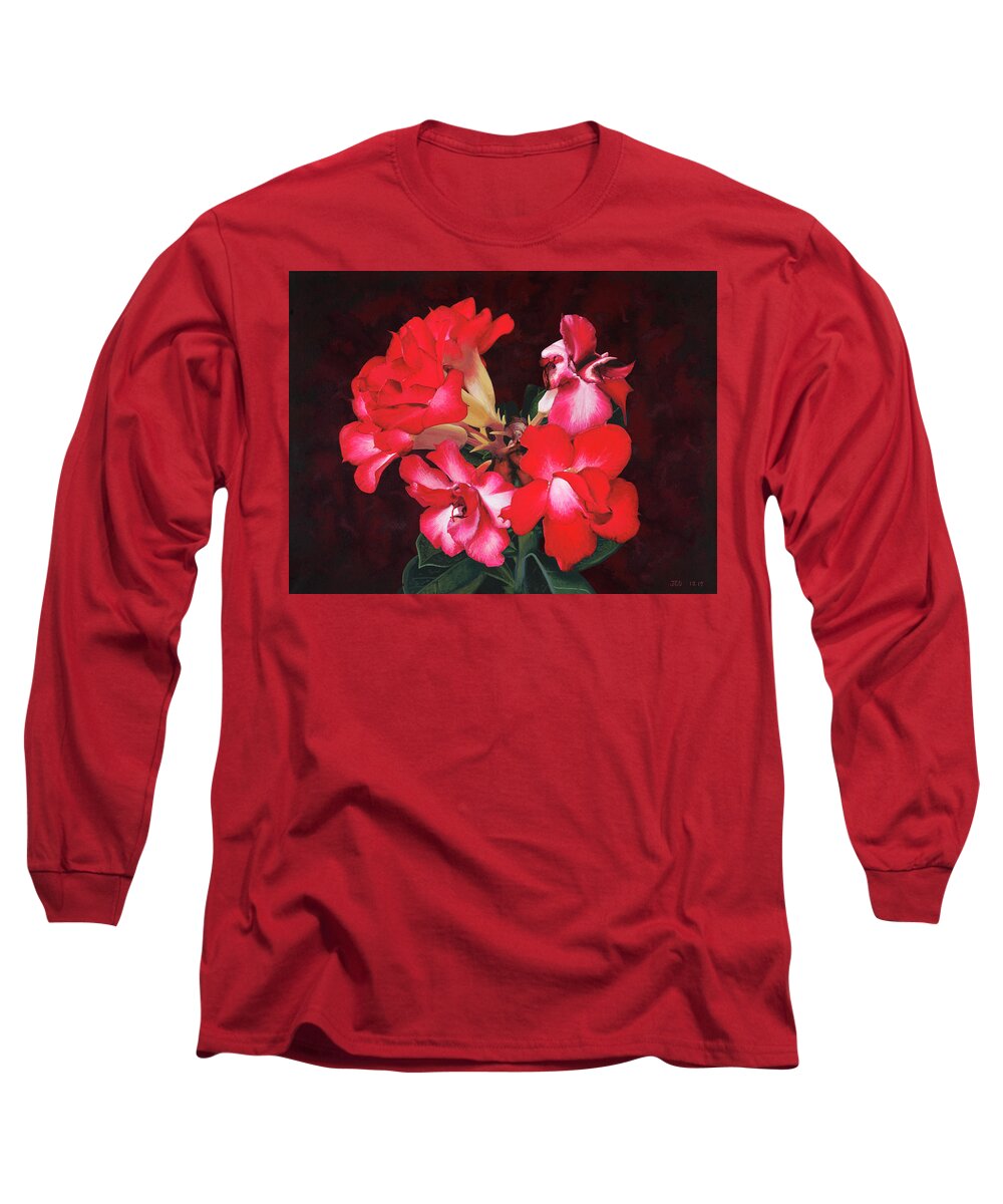 Floral Long Sleeve T-Shirt featuring the painting Night Bloom by Jon Carroll Otterson