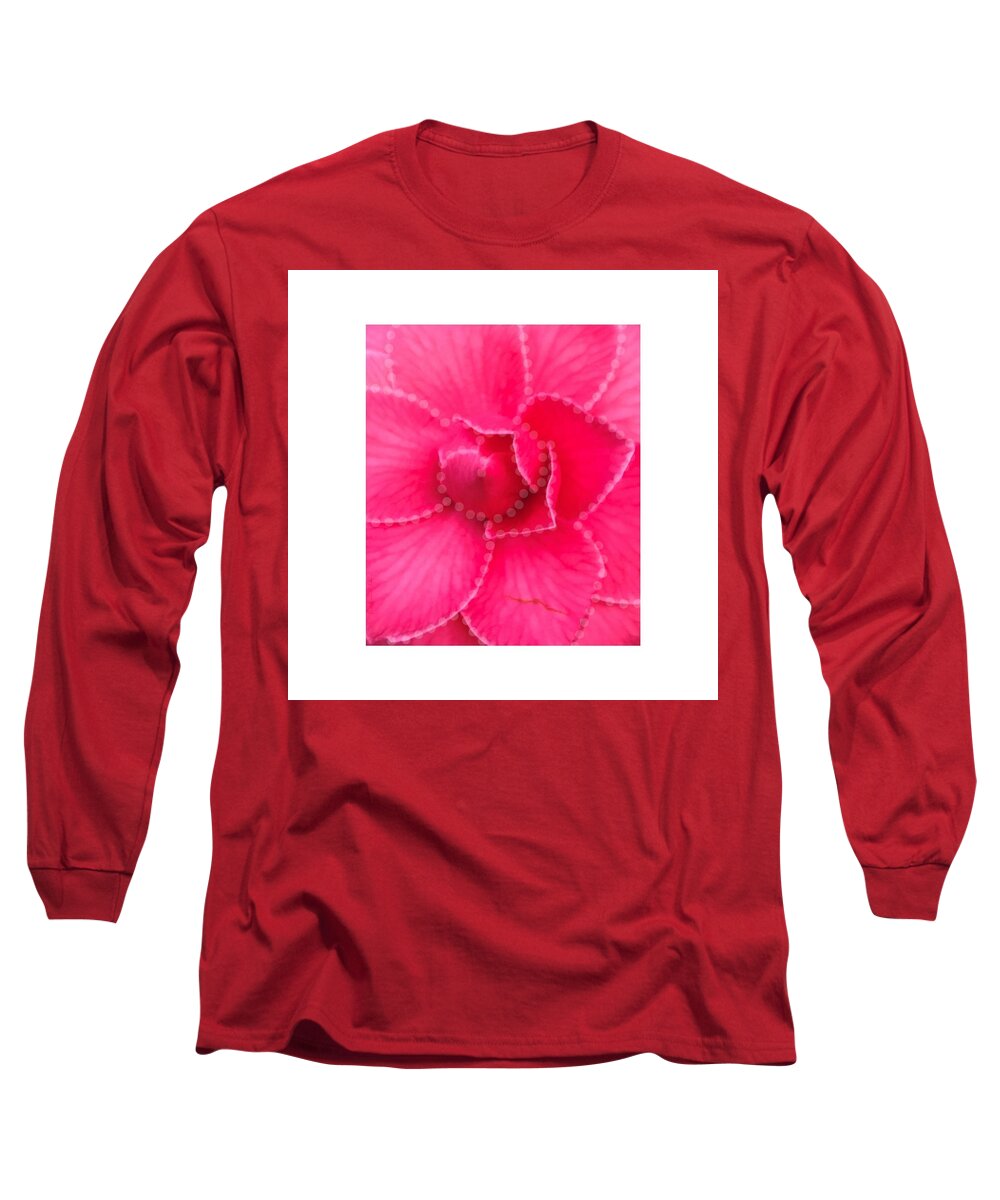 Pink Long Sleeve T-Shirt featuring the mixed media Outline of a Flower by Mona Remedios Stickley