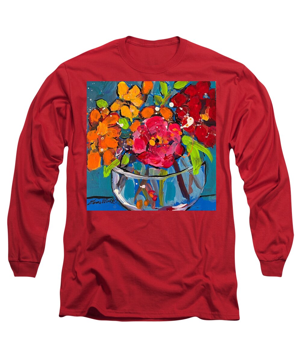 Flowers Long Sleeve T-Shirt featuring the painting Posy Pop by Elaine Elliott