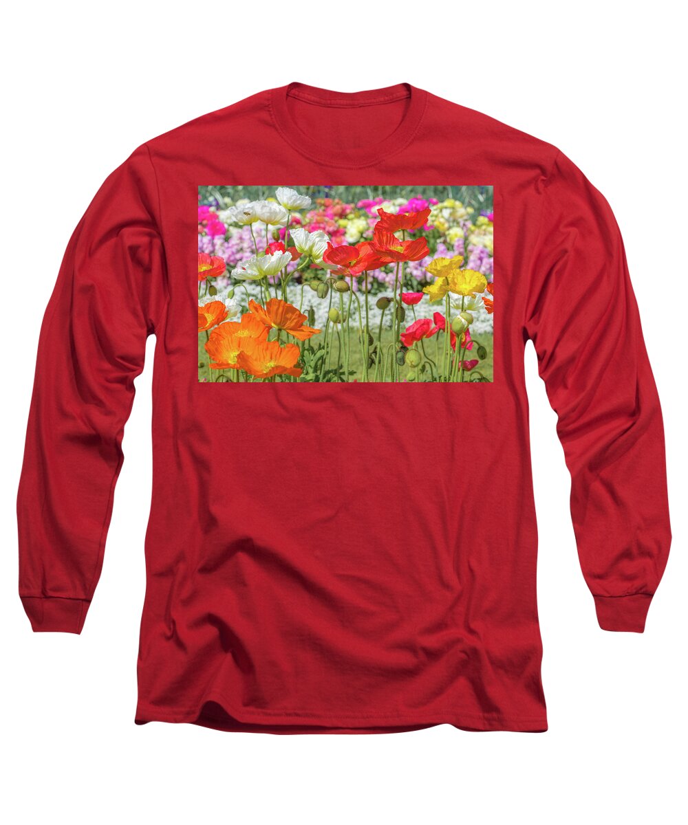 Multi-colored Poppy Flowers Long Sleeve T-Shirt featuring the photograph Pretty Poppies by Az Jackson