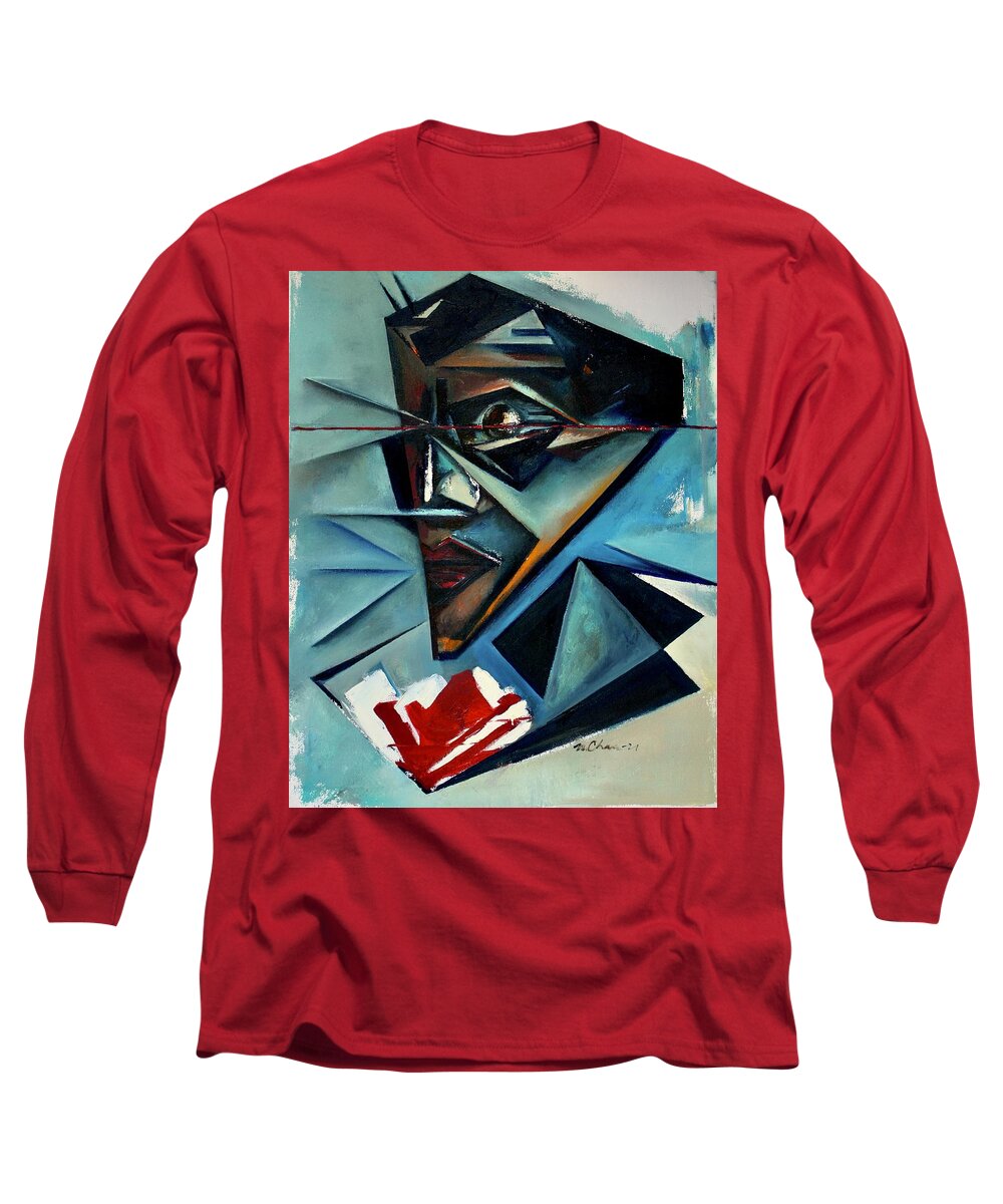 James Baldwin Long Sleeve T-Shirt featuring the painting Pronounce The See / A Portrait of James Baldwin by Martel Chapman