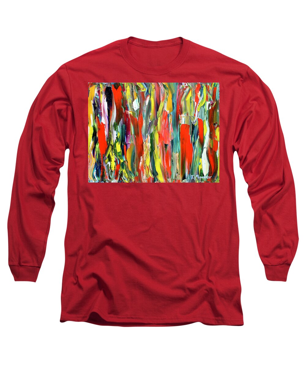 Abstract Long Sleeve T-Shirt featuring the painting Red Dress by Teresa Moerer
